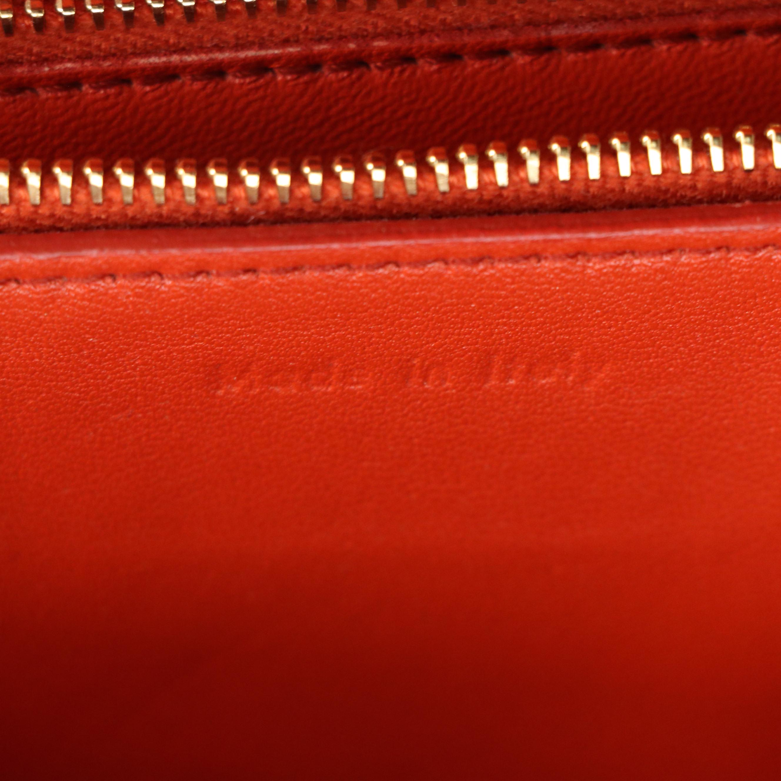 Celine Medium Classic Box Bag in Orange Calfskin Leather