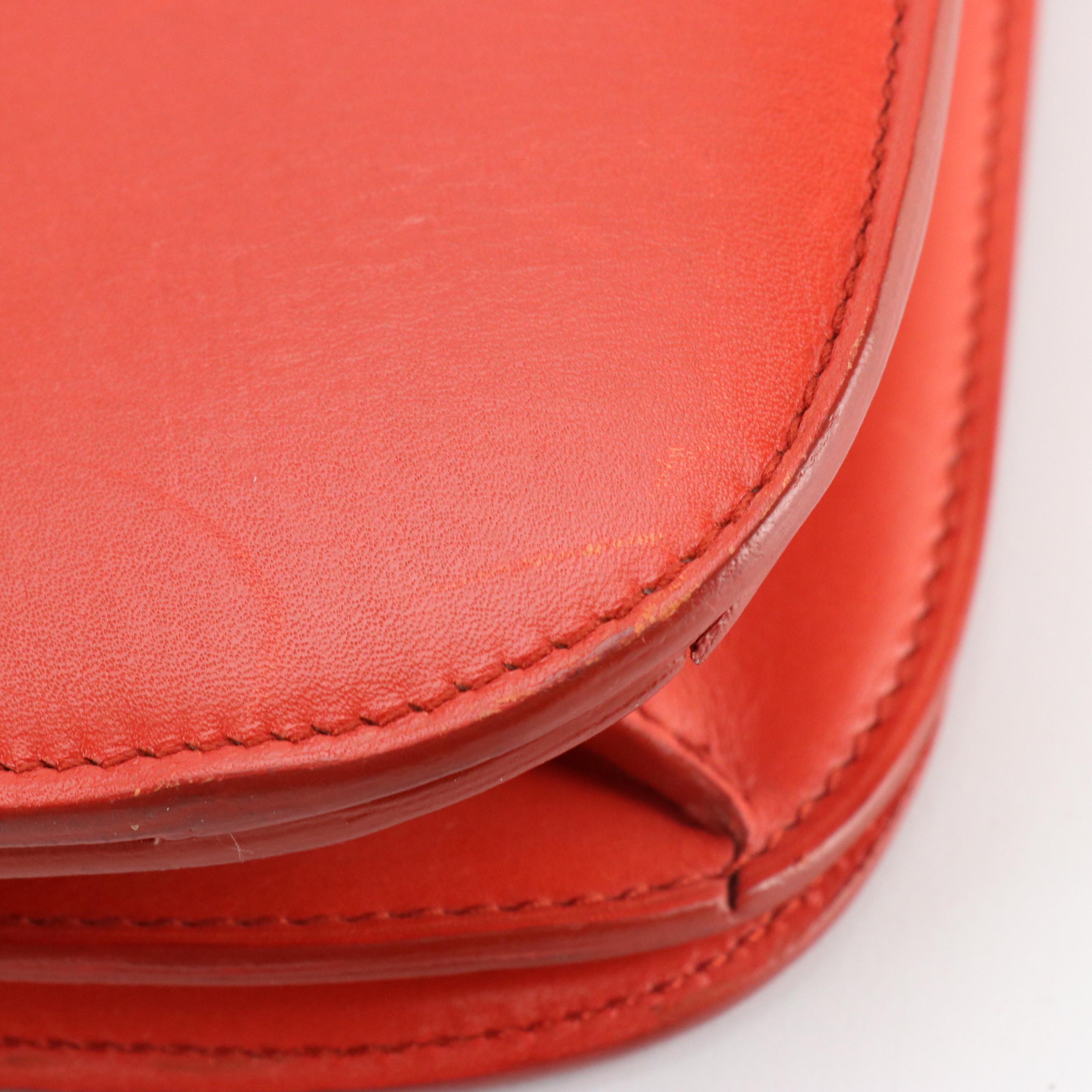 Celine Medium Classic Box Bag in Orange Calfskin Leather