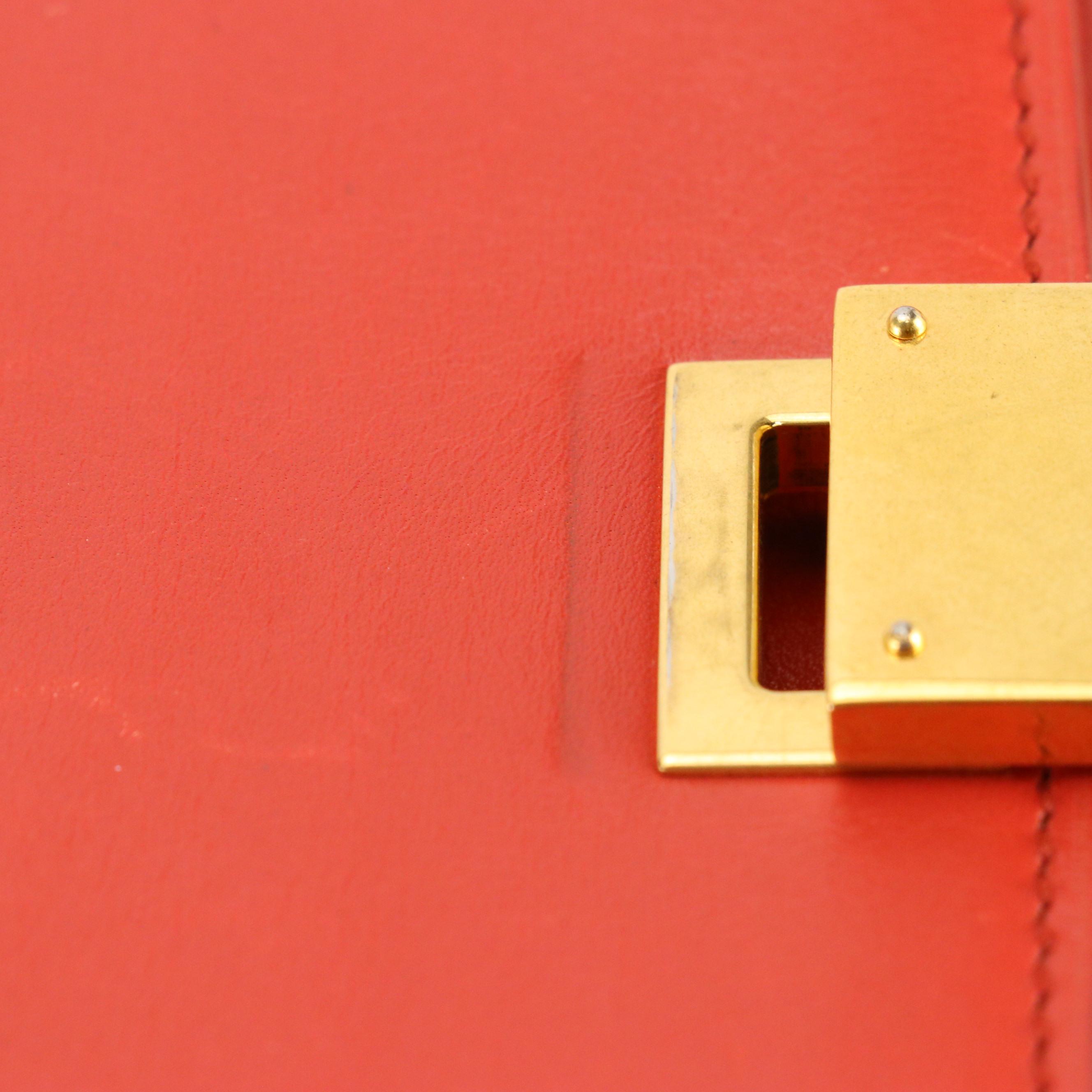 Celine Medium Classic Box Bag in Orange Calfskin Leather