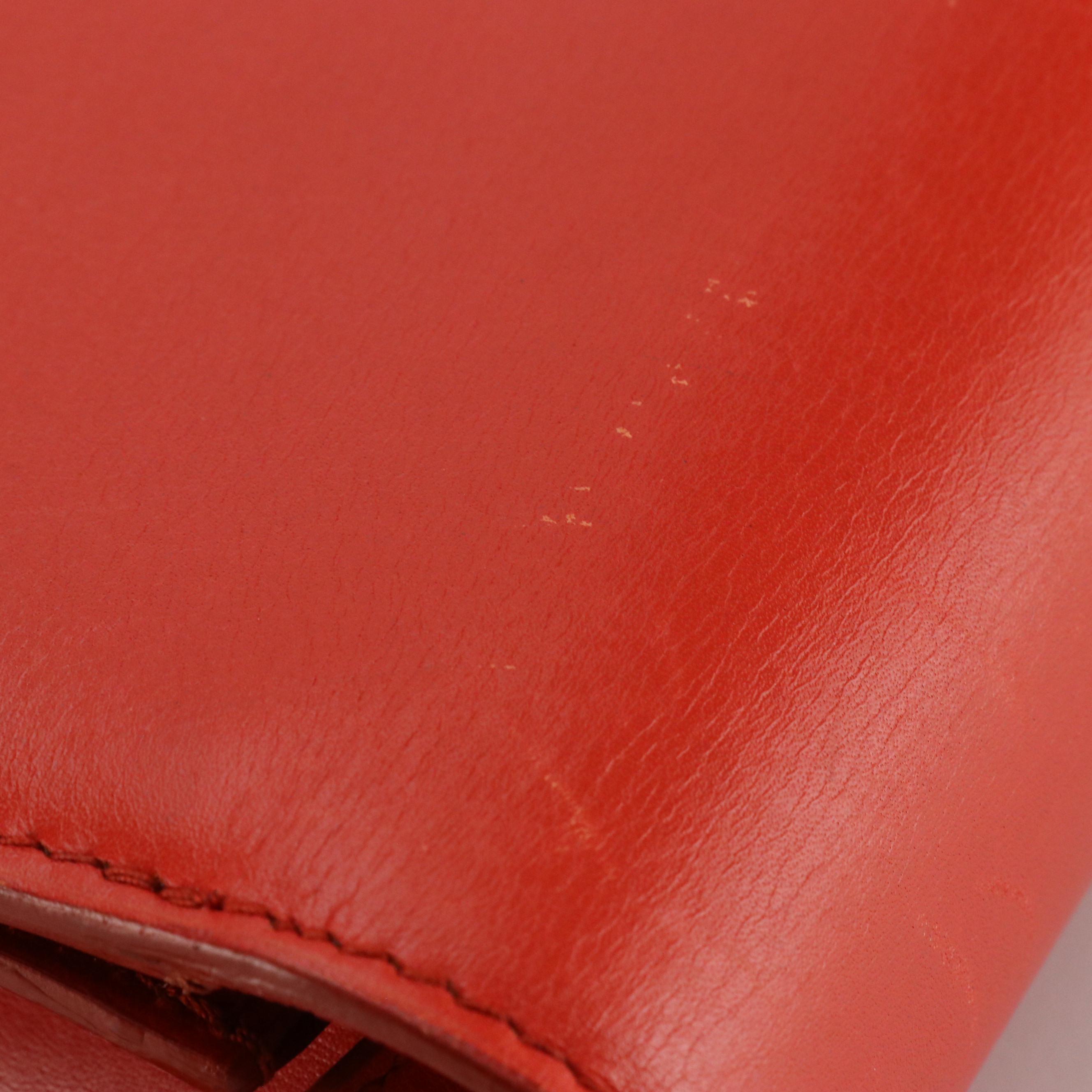 Celine Medium Classic Box Bag in Orange Calfskin Leather