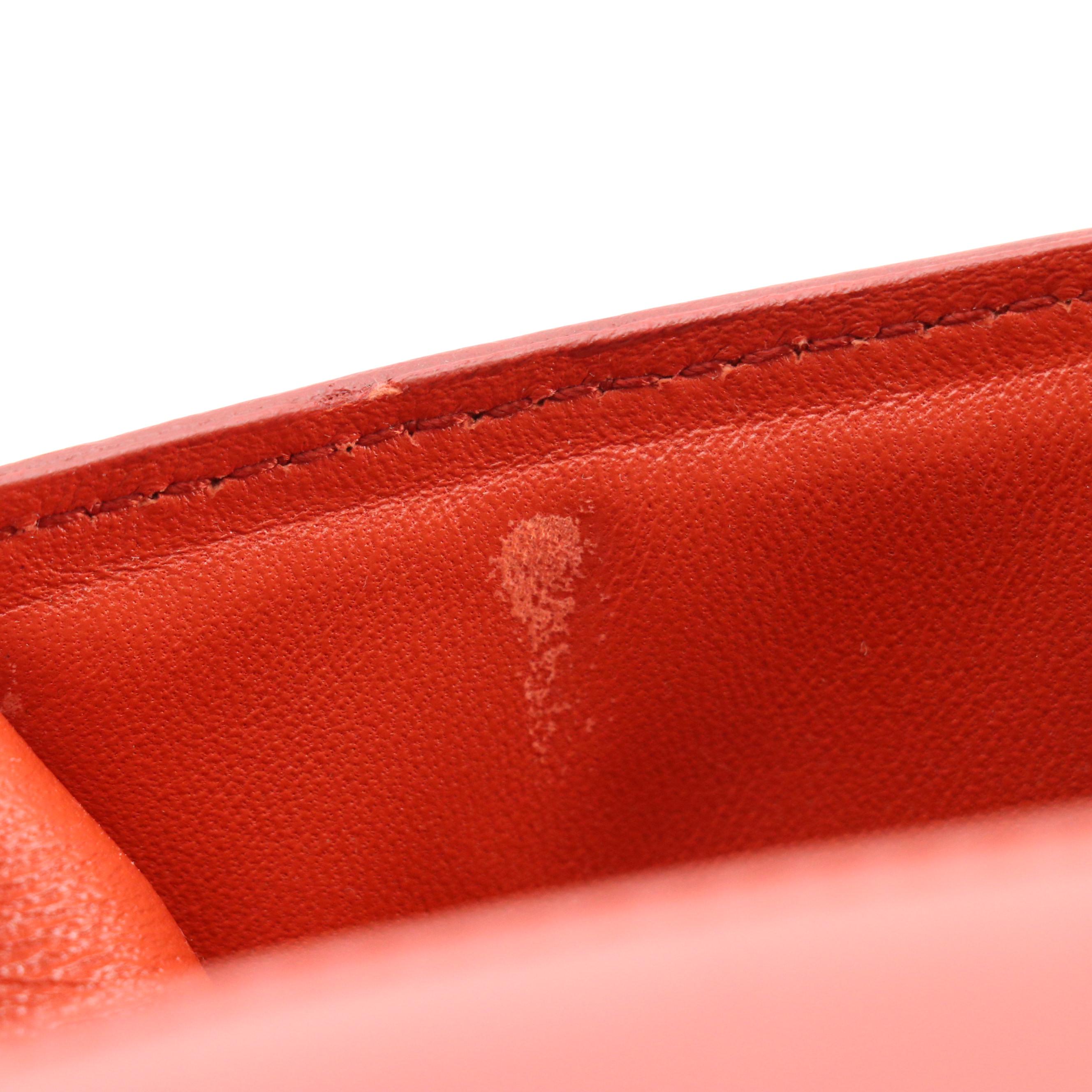 Celine Medium Classic Box Bag in Orange Calfskin Leather