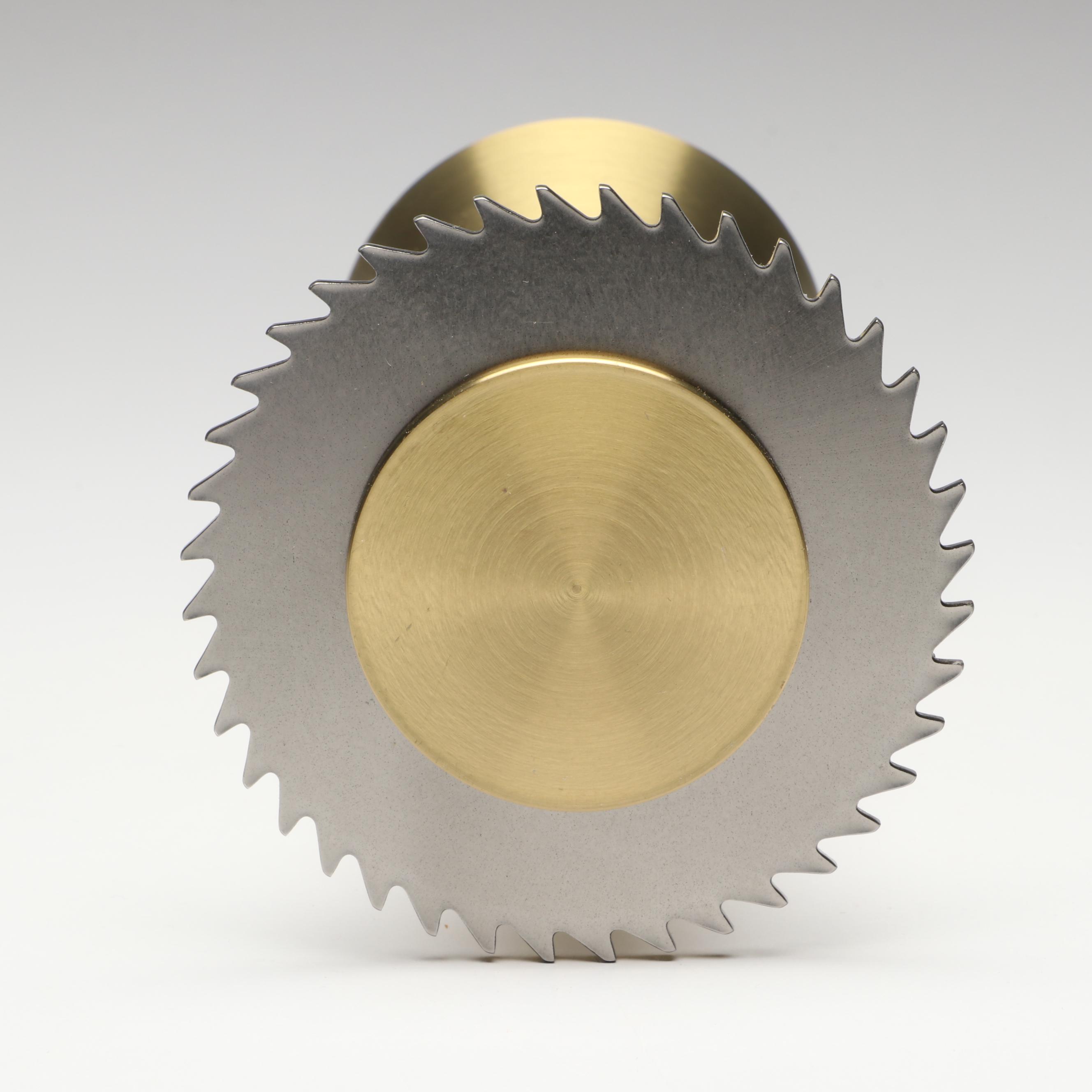 Handmade Contemporary Gold-Tone Metal Goblet with Gear Base