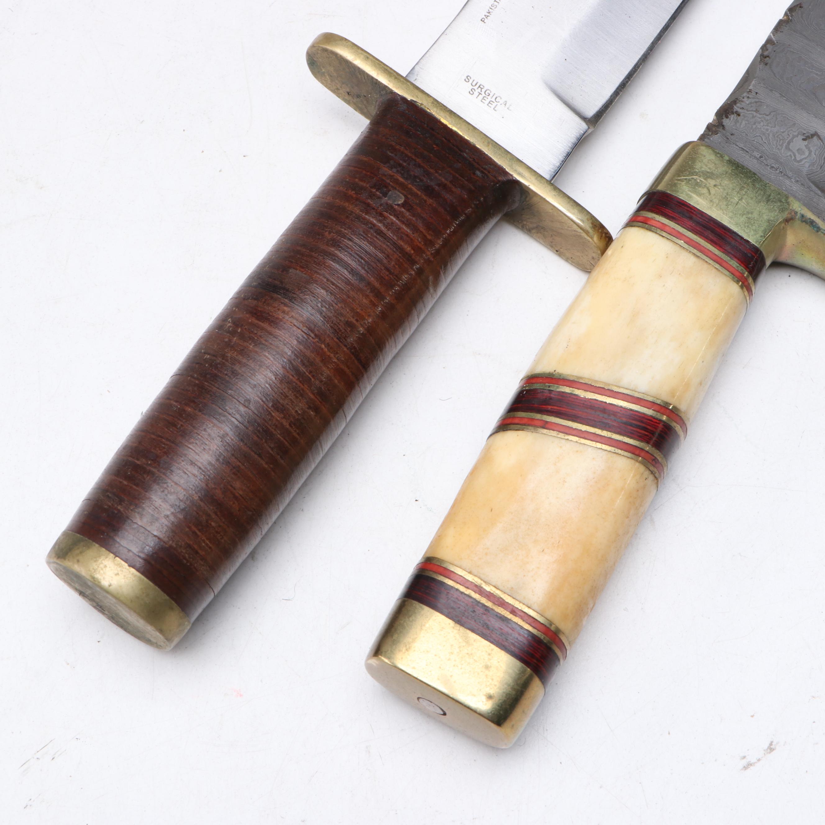 Steel Bladed Knives with Leather Holsters