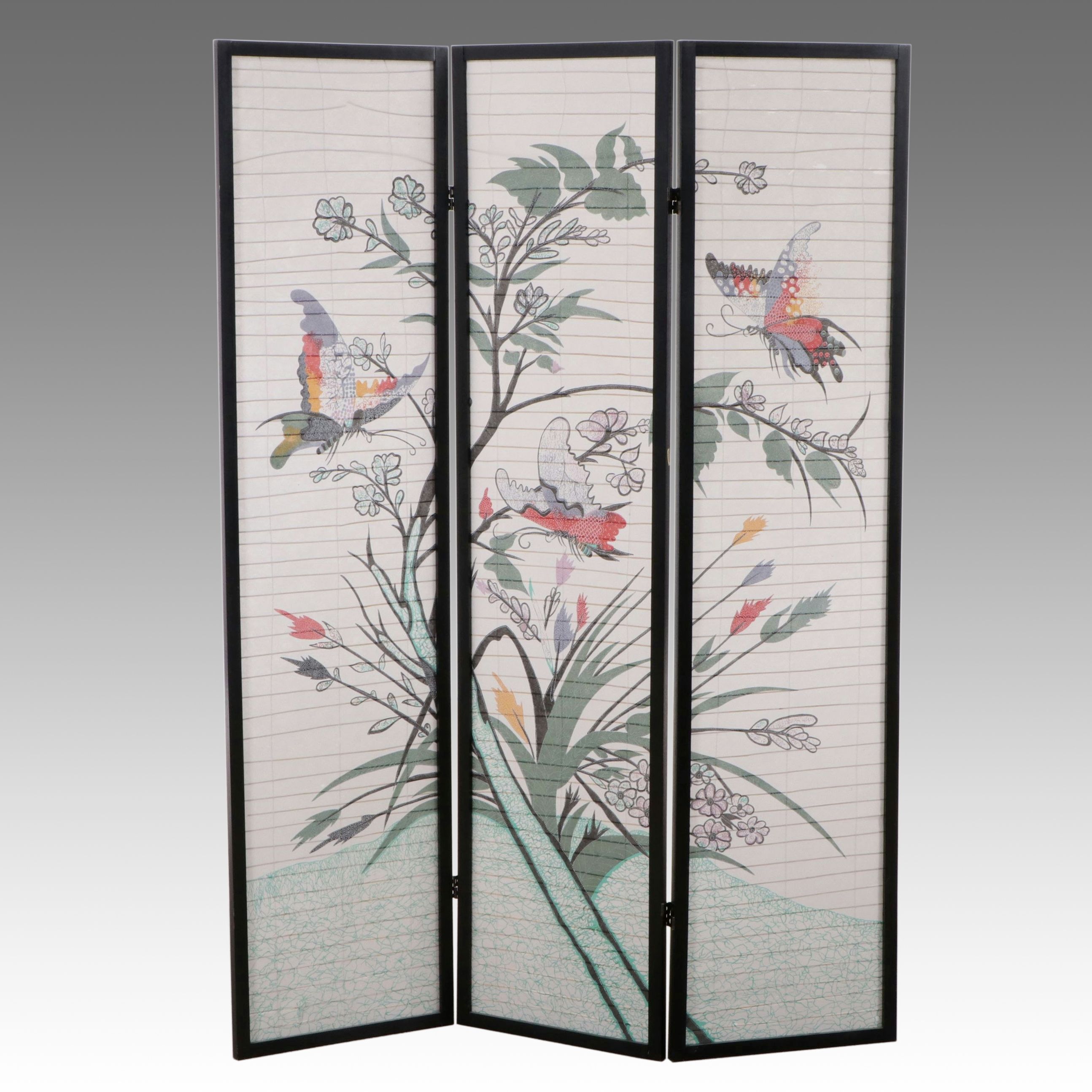 Japanese Style Three-Panel Rice Paper Screen