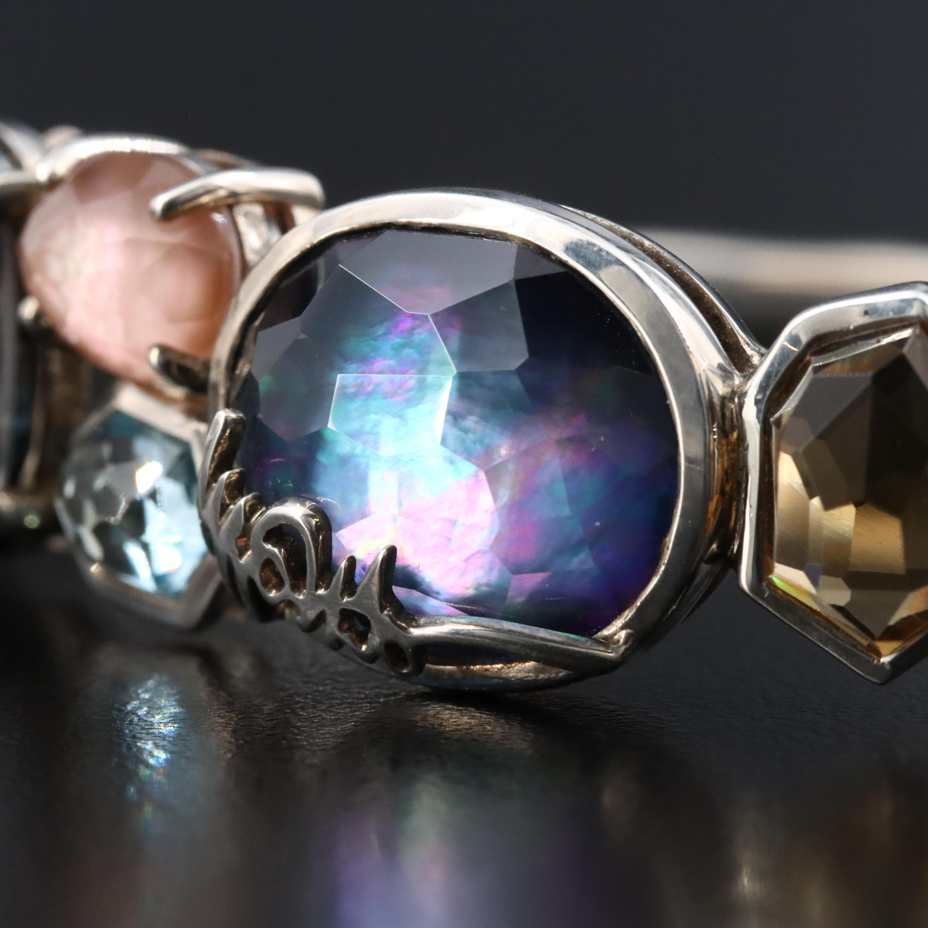 Ippolita Rock Candy Sterling Multi Gemstone Hinged Bracelet