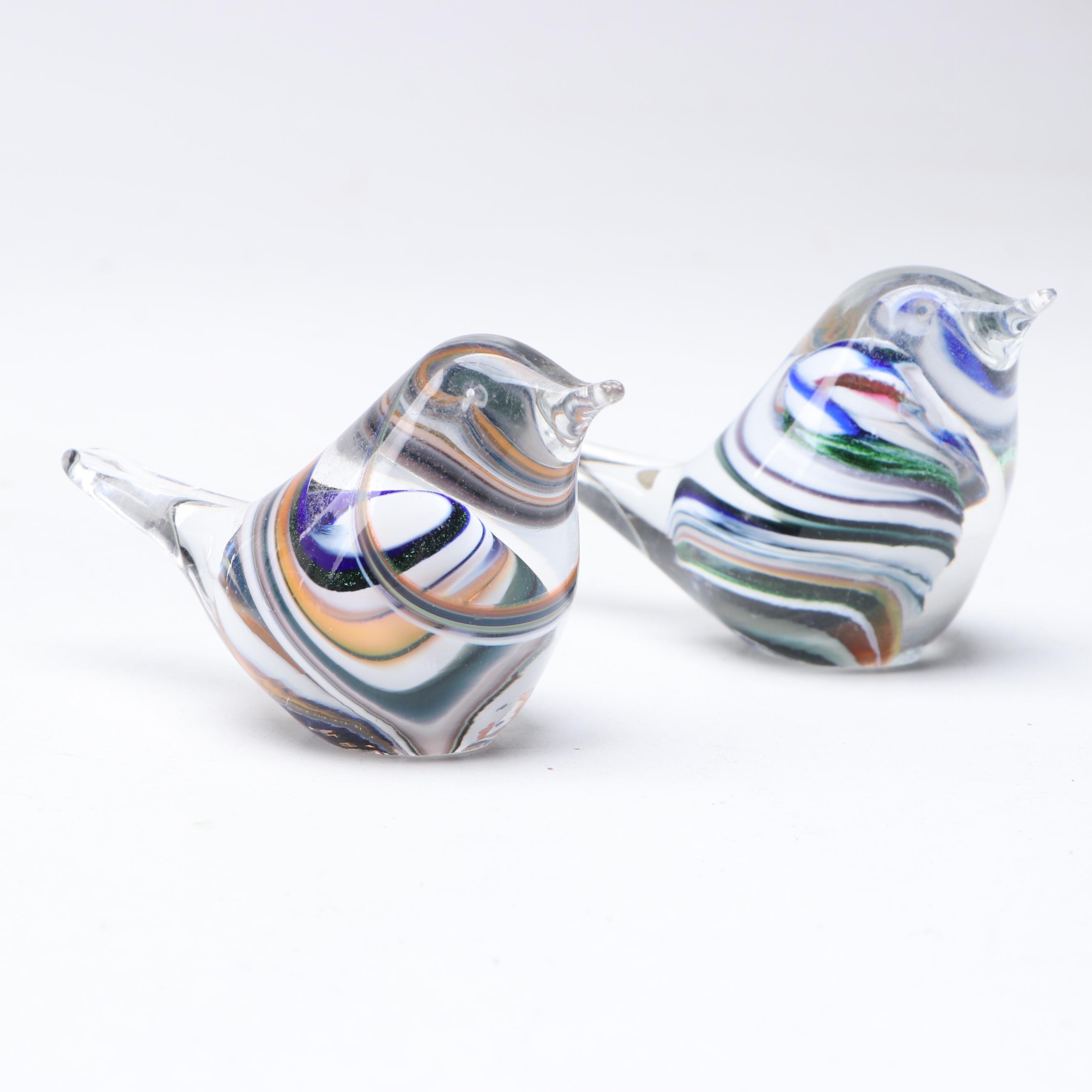 Zimmerman Art Glass with Other Paperweights and Bird Figurines