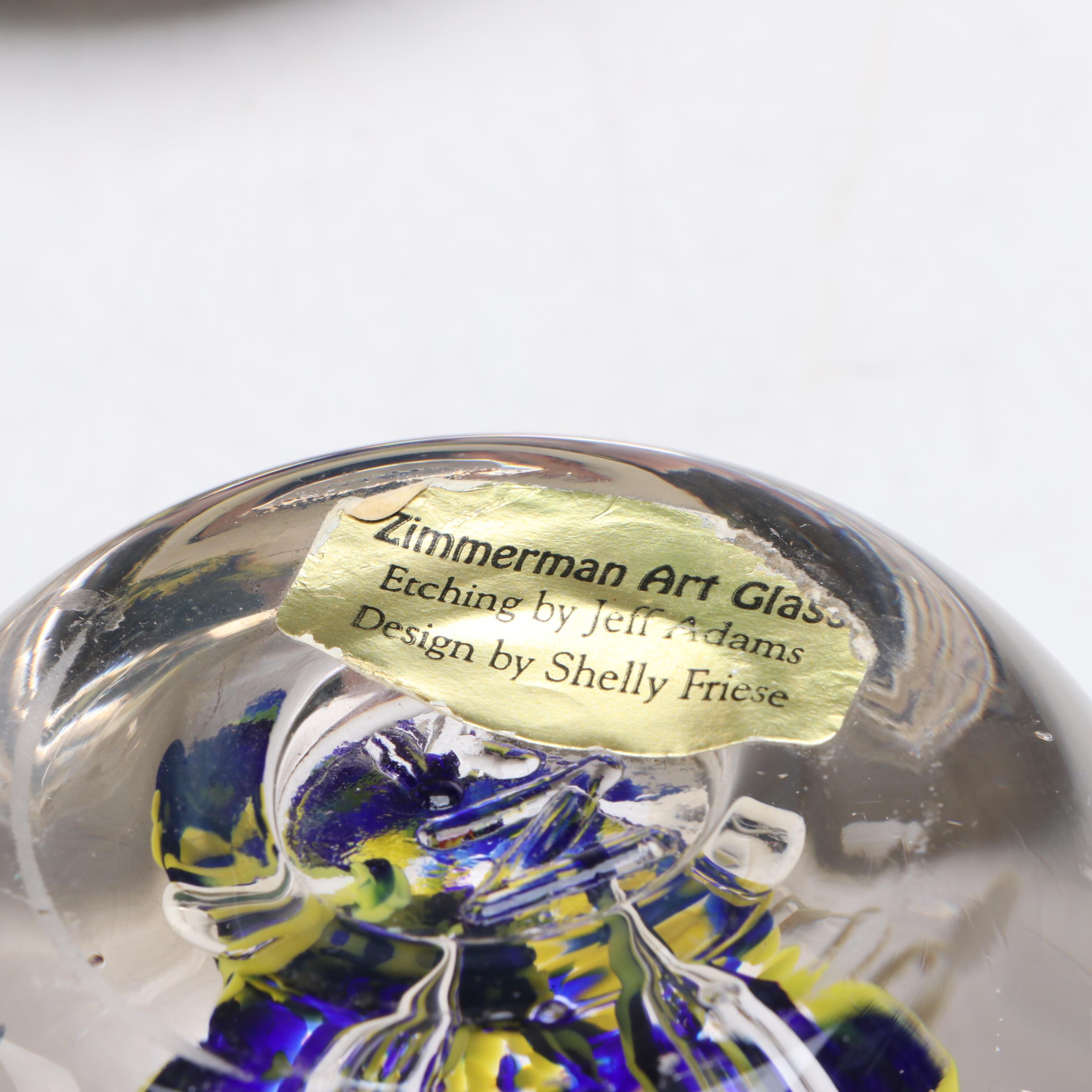 Zimmerman Art Glass with Other Paperweights and Bird Figurines