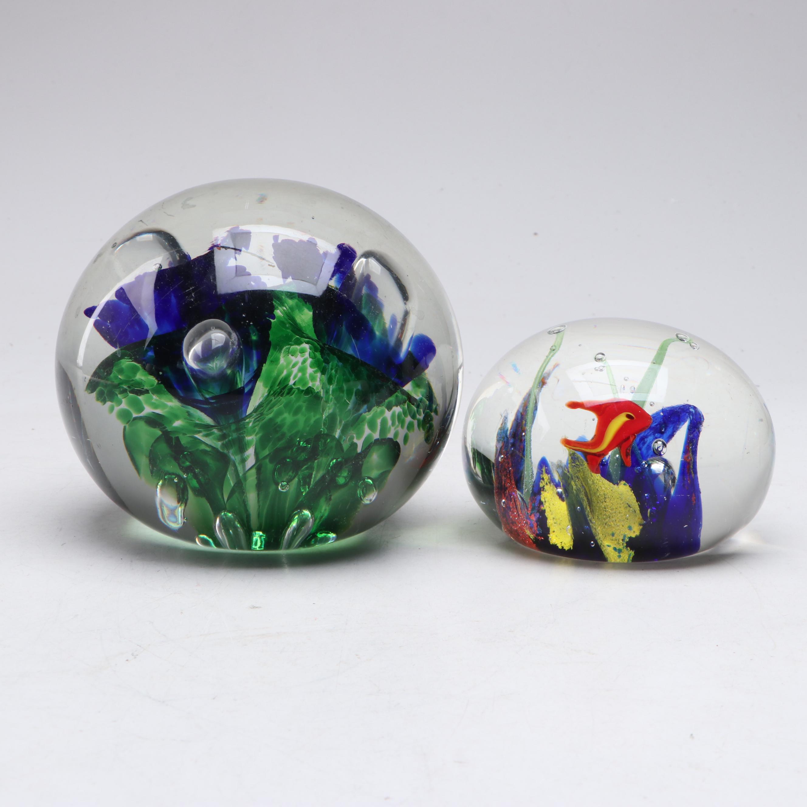 Zimmerman Art Glass with Other Paperweights and Bird Figurines