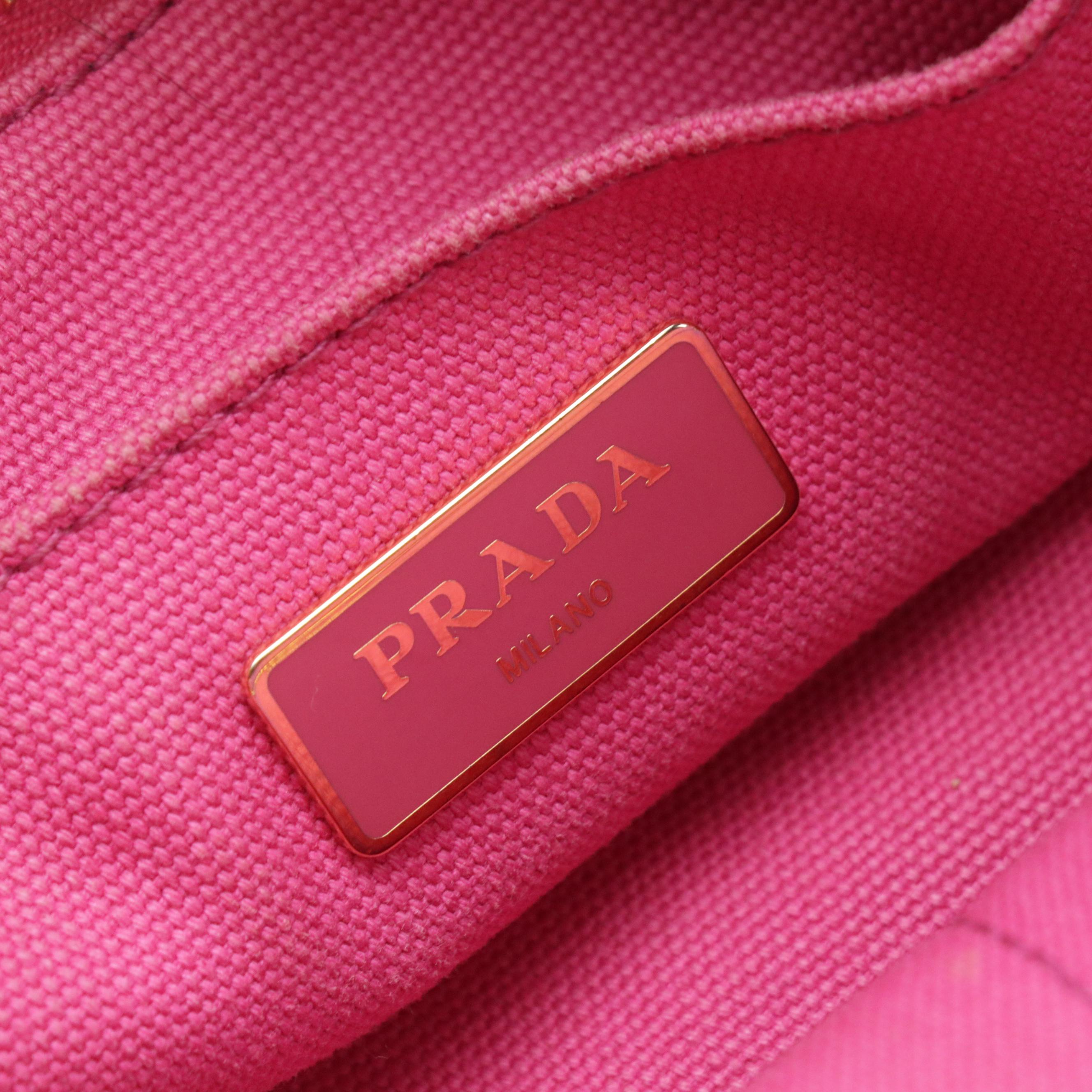 Prada Canapa Bijoux Two-Way Tote in Pink Canvas