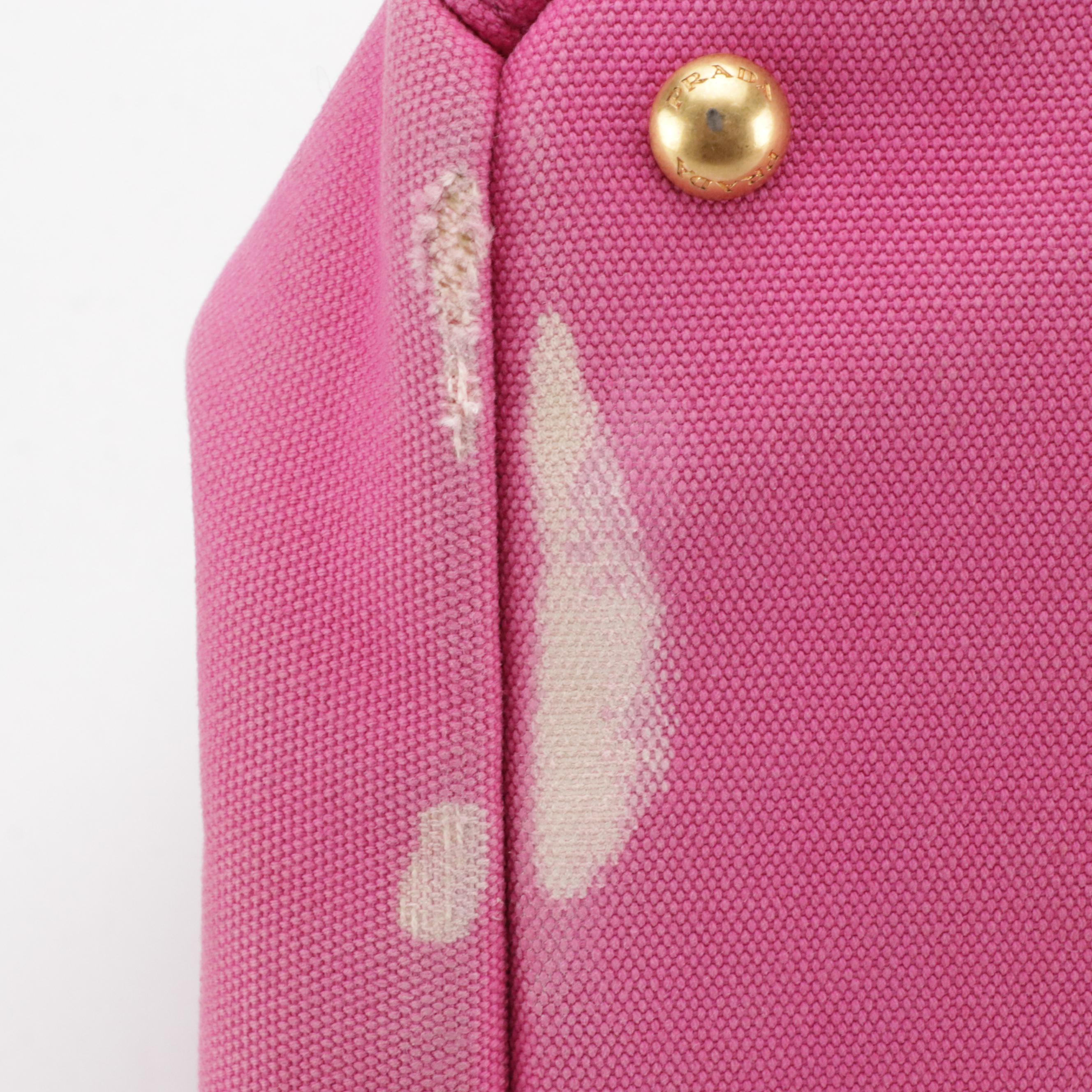 Prada Canapa Bijoux Two-Way Tote in Pink Canvas