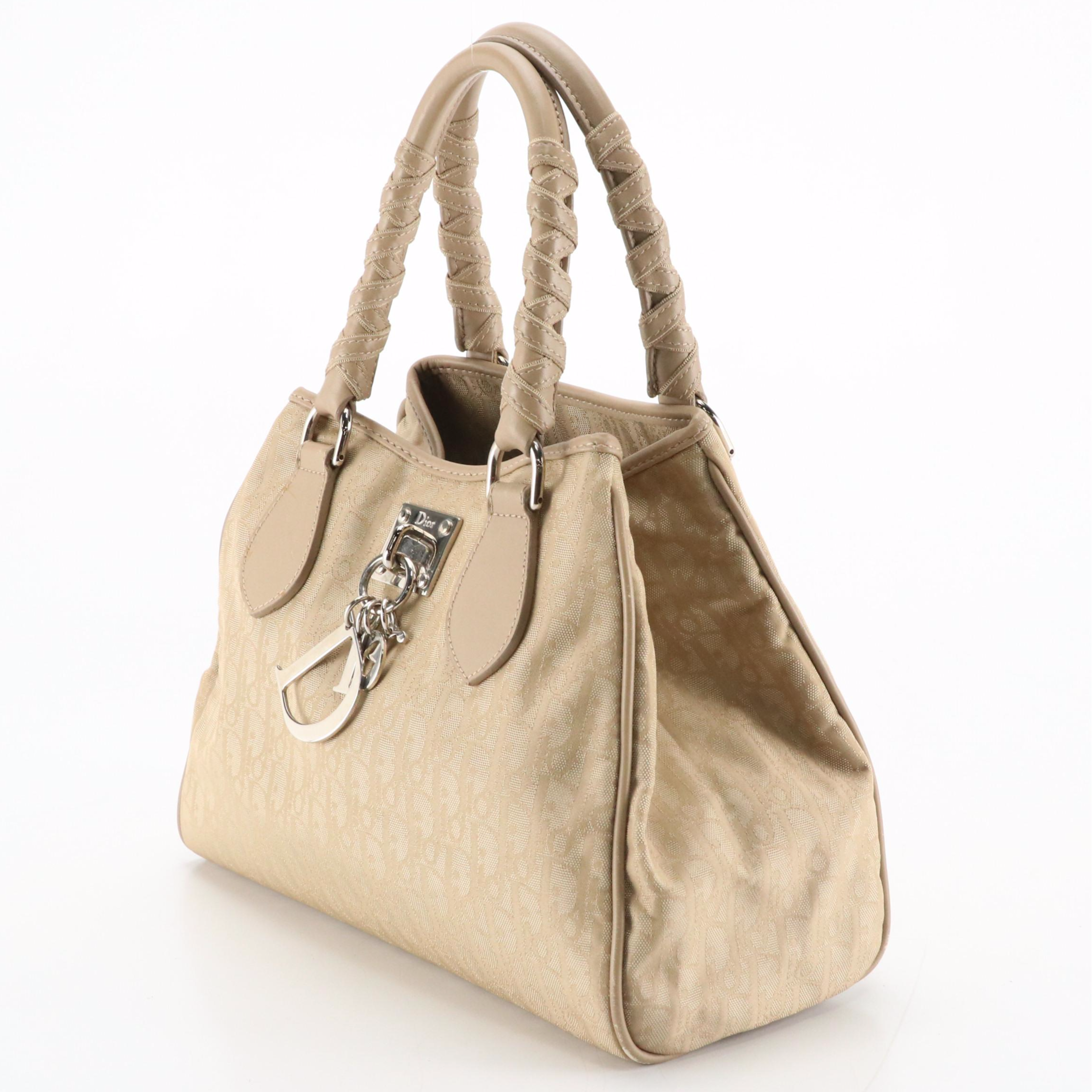 Christian Dior Lovely Tote in Champagne Trotter Canvas and Leather