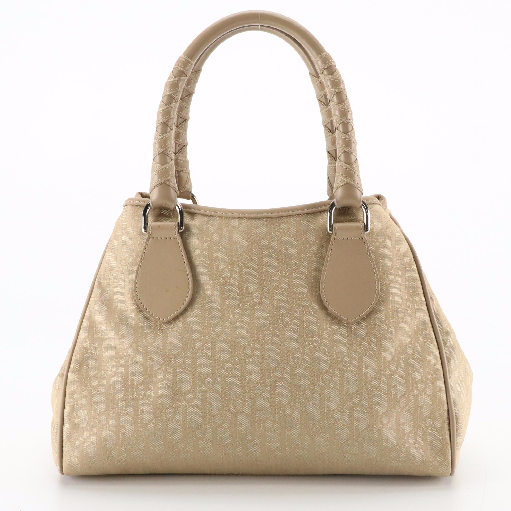 Christian Dior Lovely Tote in Champagne Trotter Canvas and Leather