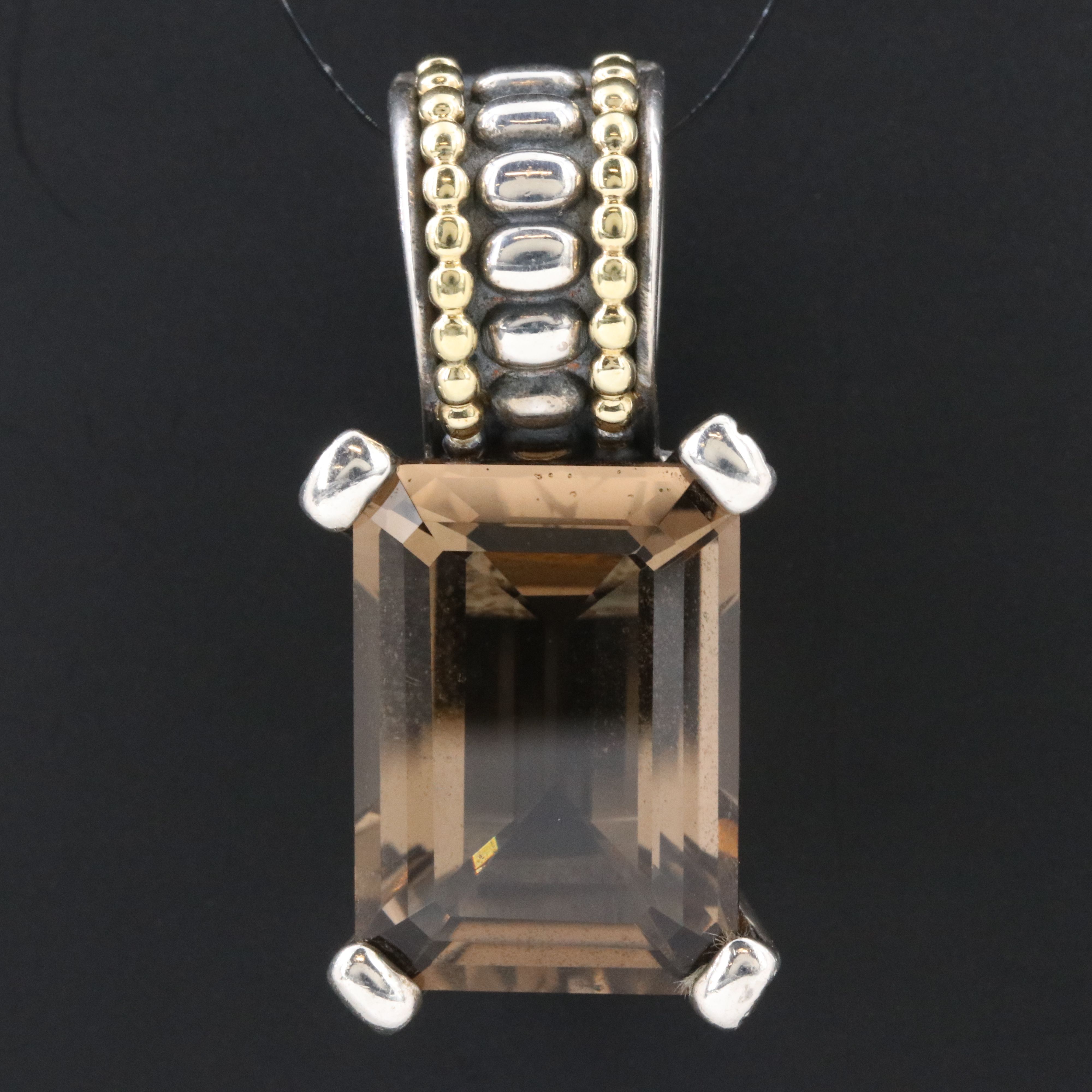 Caviar by Lagos Sterling Smoky Quartz Enhancer Pendant with 18K Accents