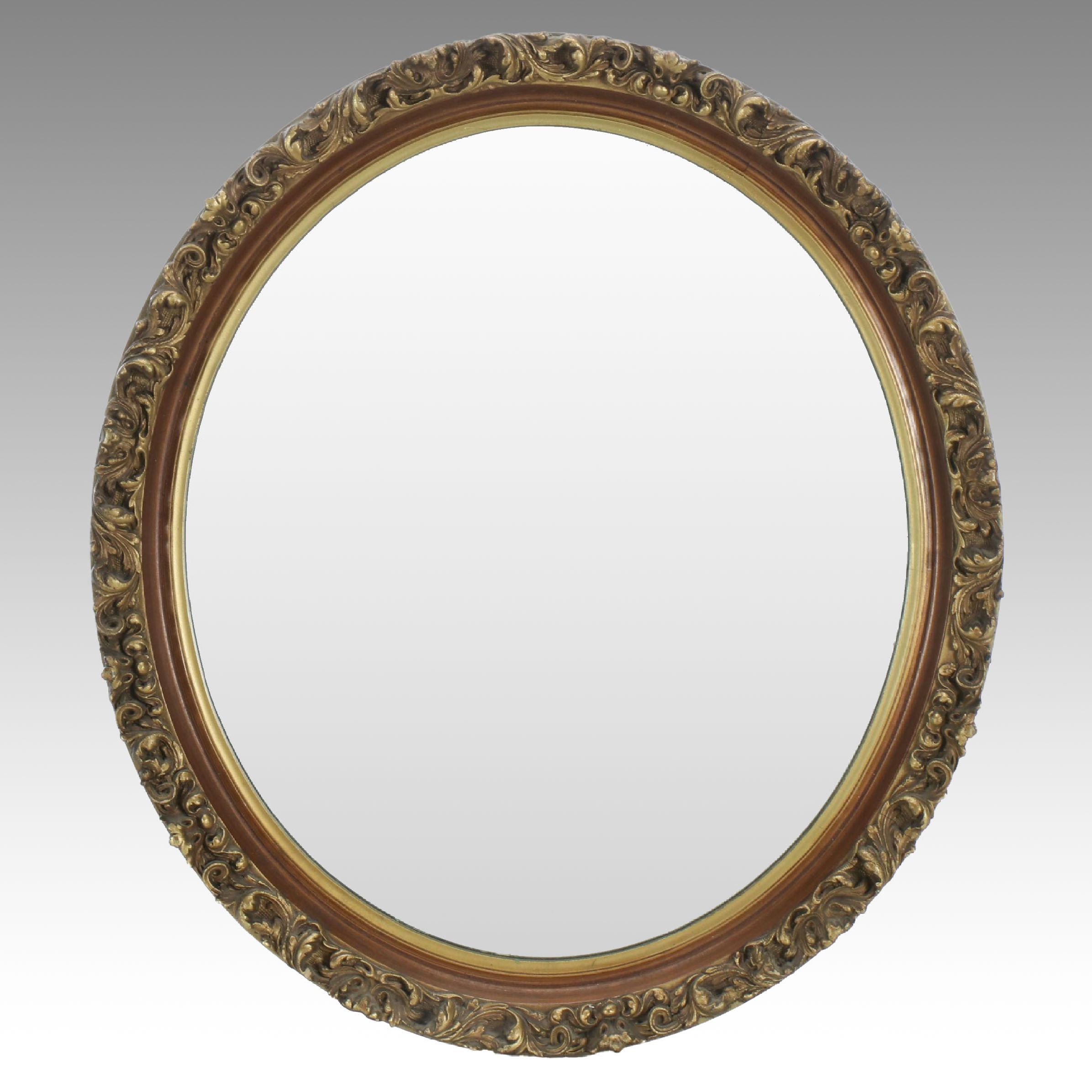 Rococo Revival Style Giltwood Circular Wall Mirror, Early to Mid-20th Century