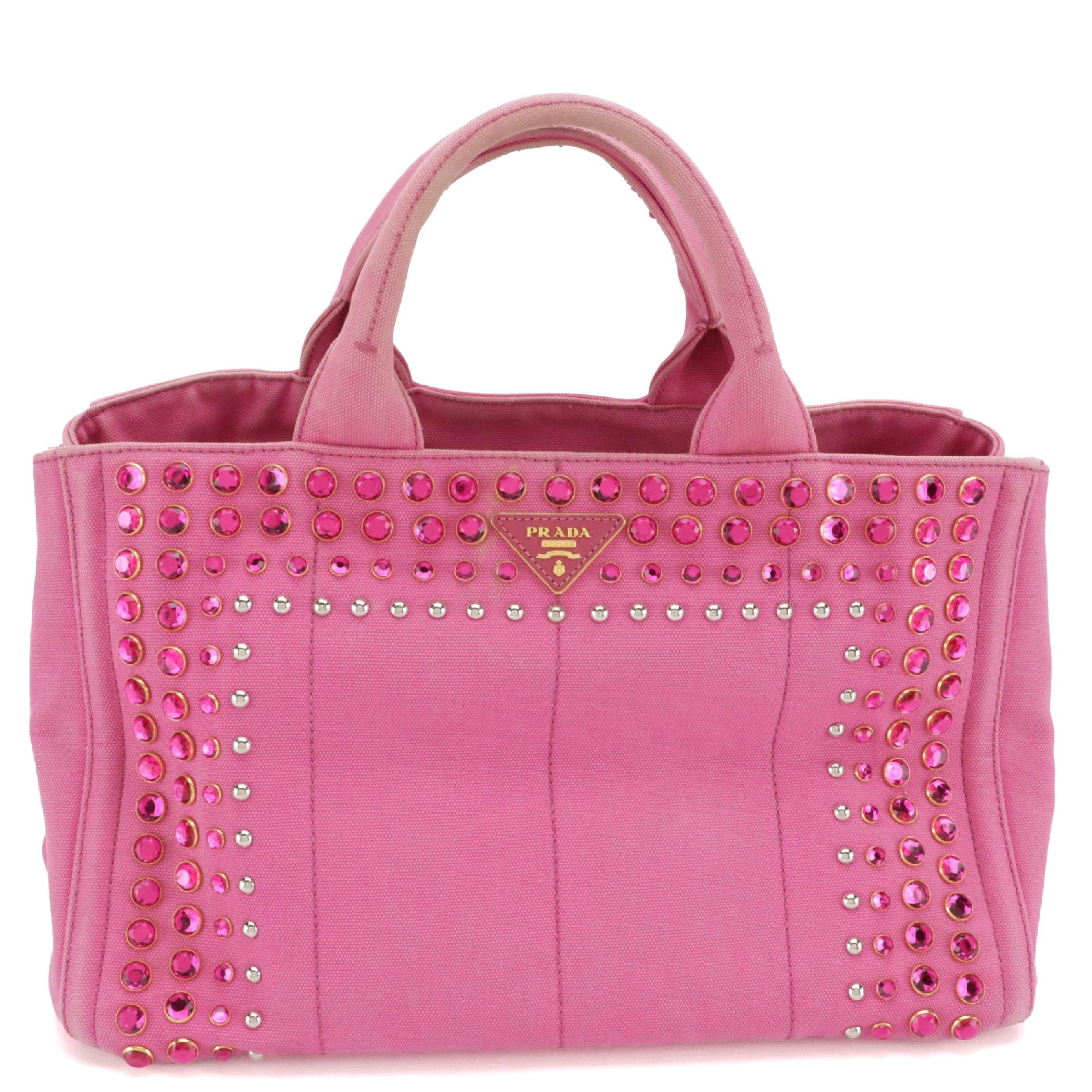 Prada Canapa Bijoux Two-Way Tote in Pink Canvas