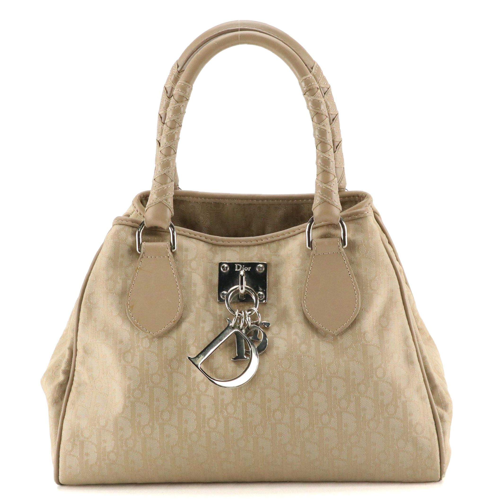 Christian Dior Lovely Tote in Champagne Trotter Canvas and Leather