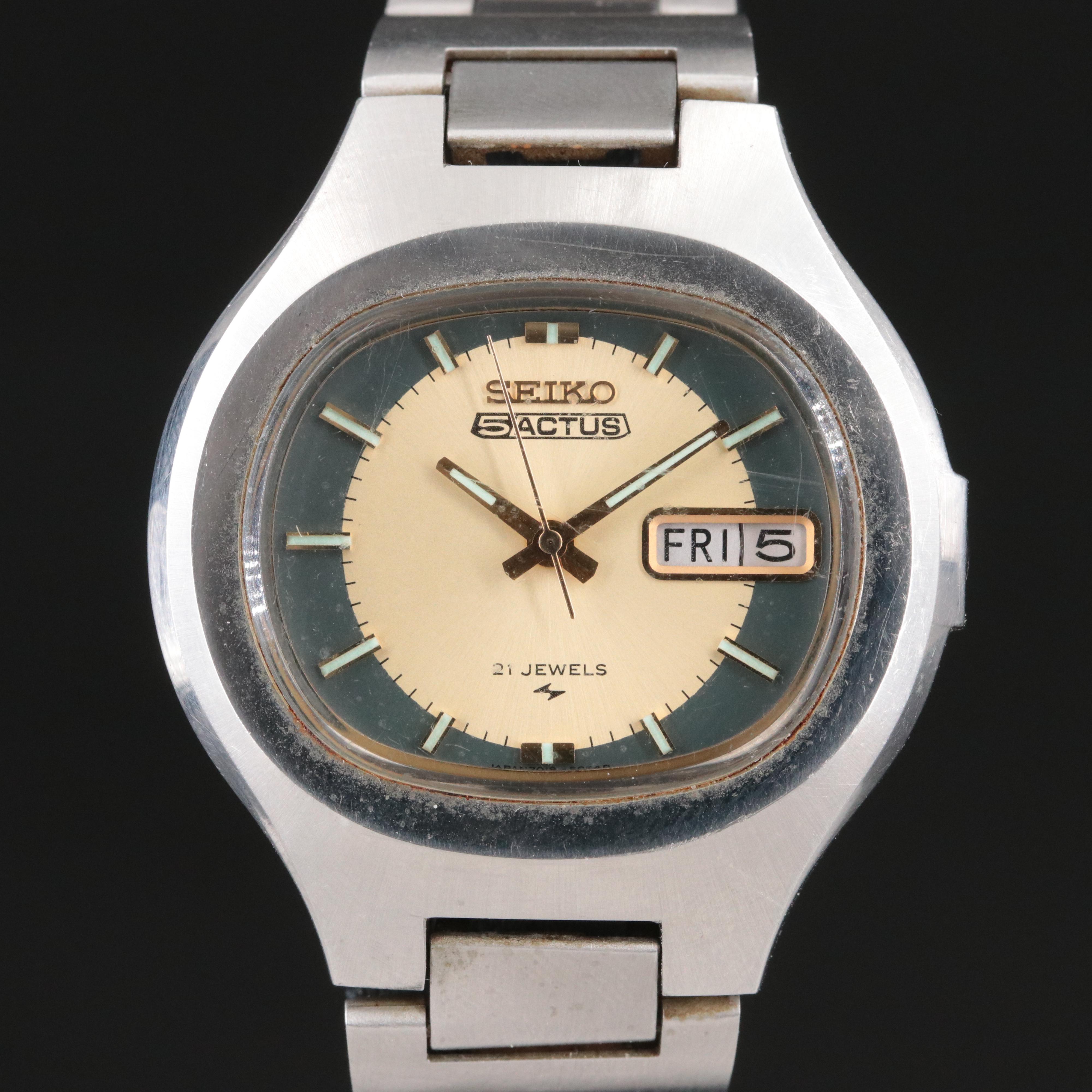 Seiko 5 Actus Day/Date Vintage Stainless Steel Automatic Watch