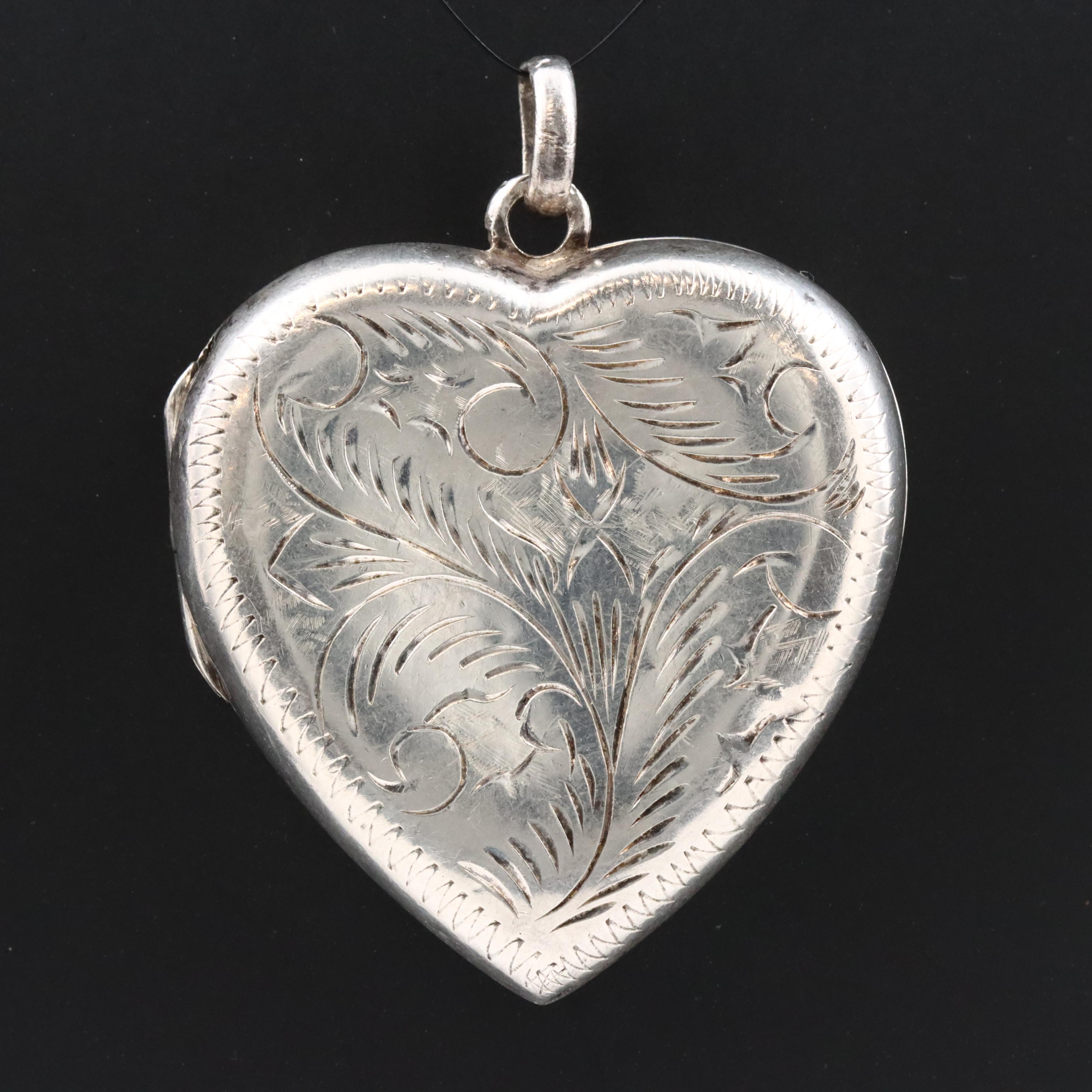 Sterling Chased Heart Locket