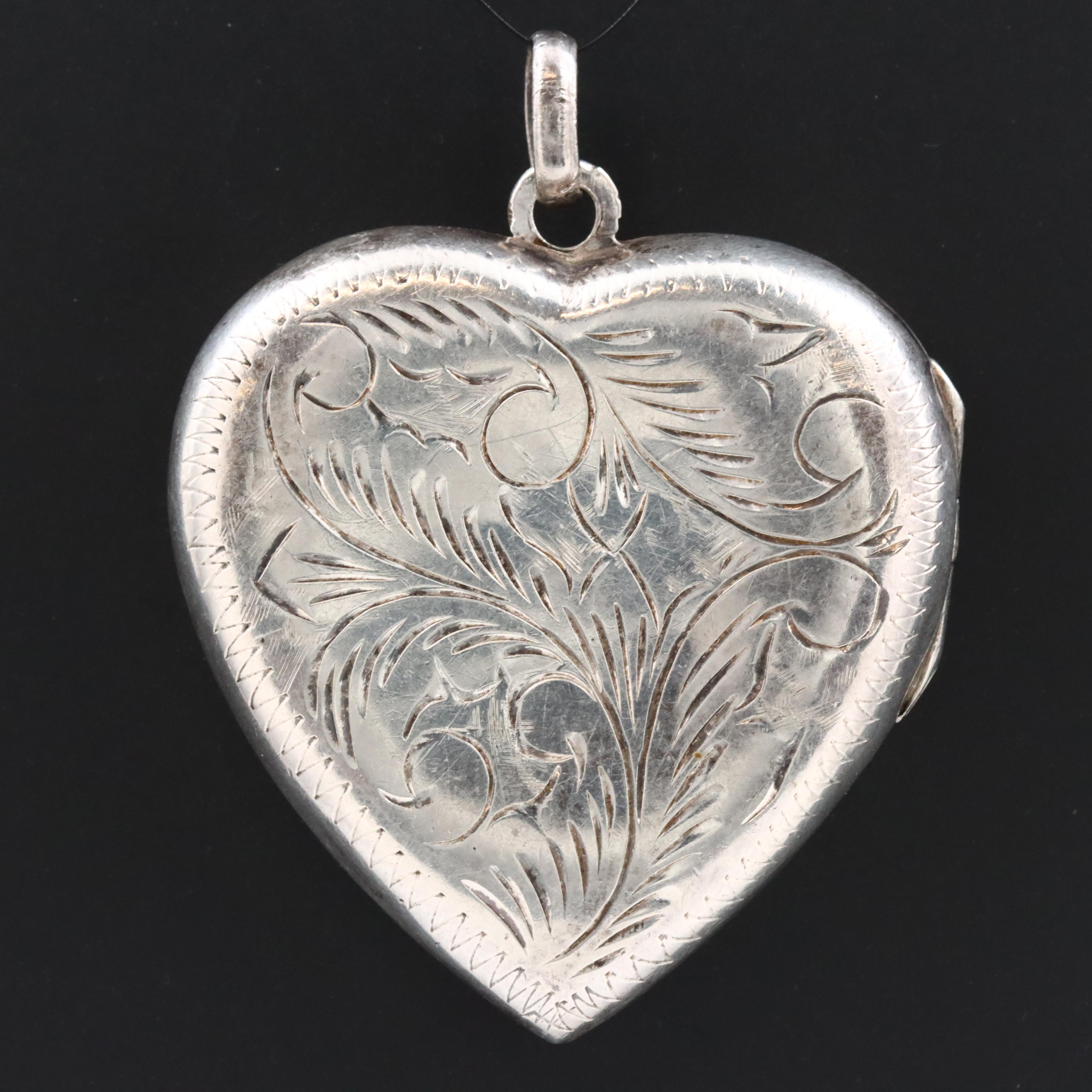 Sterling Chased Heart Locket