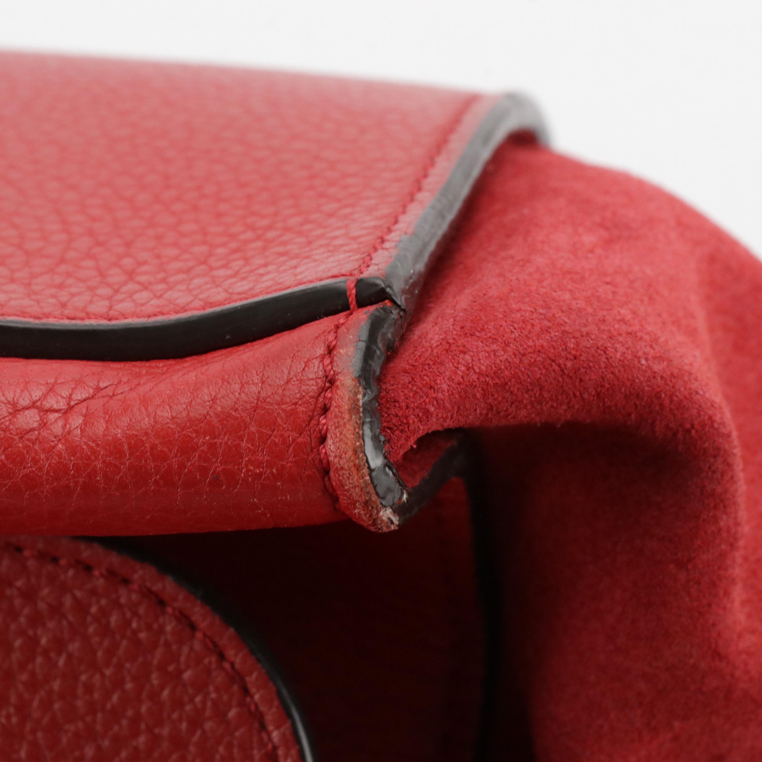 Céline Medium Trapeze Two-Way Bag in Red Calfskin Leather and Suede