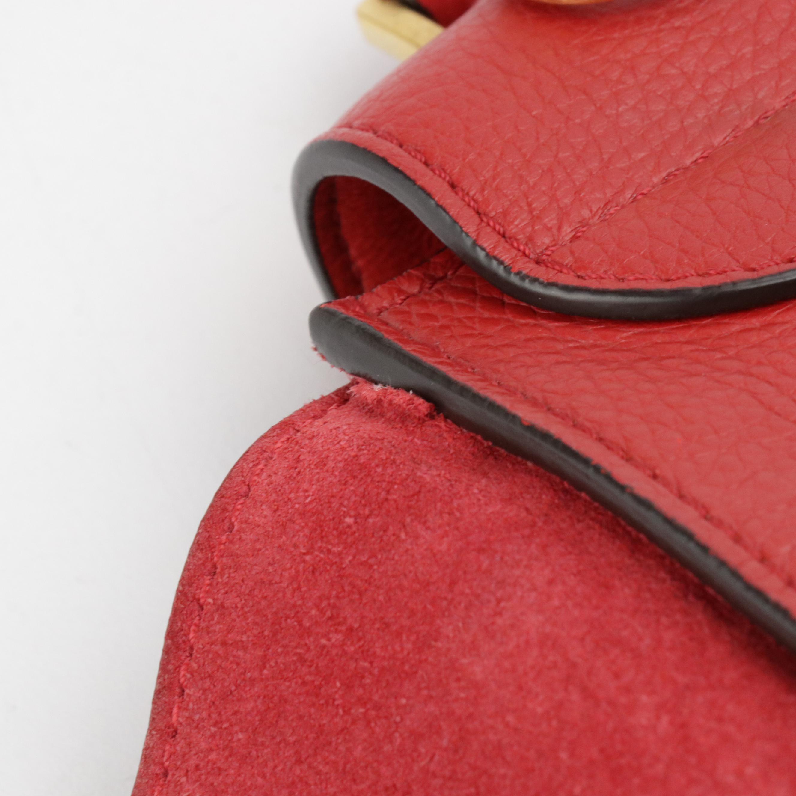 Céline Medium Trapeze Two-Way Bag in Red Calfskin Leather and Suede