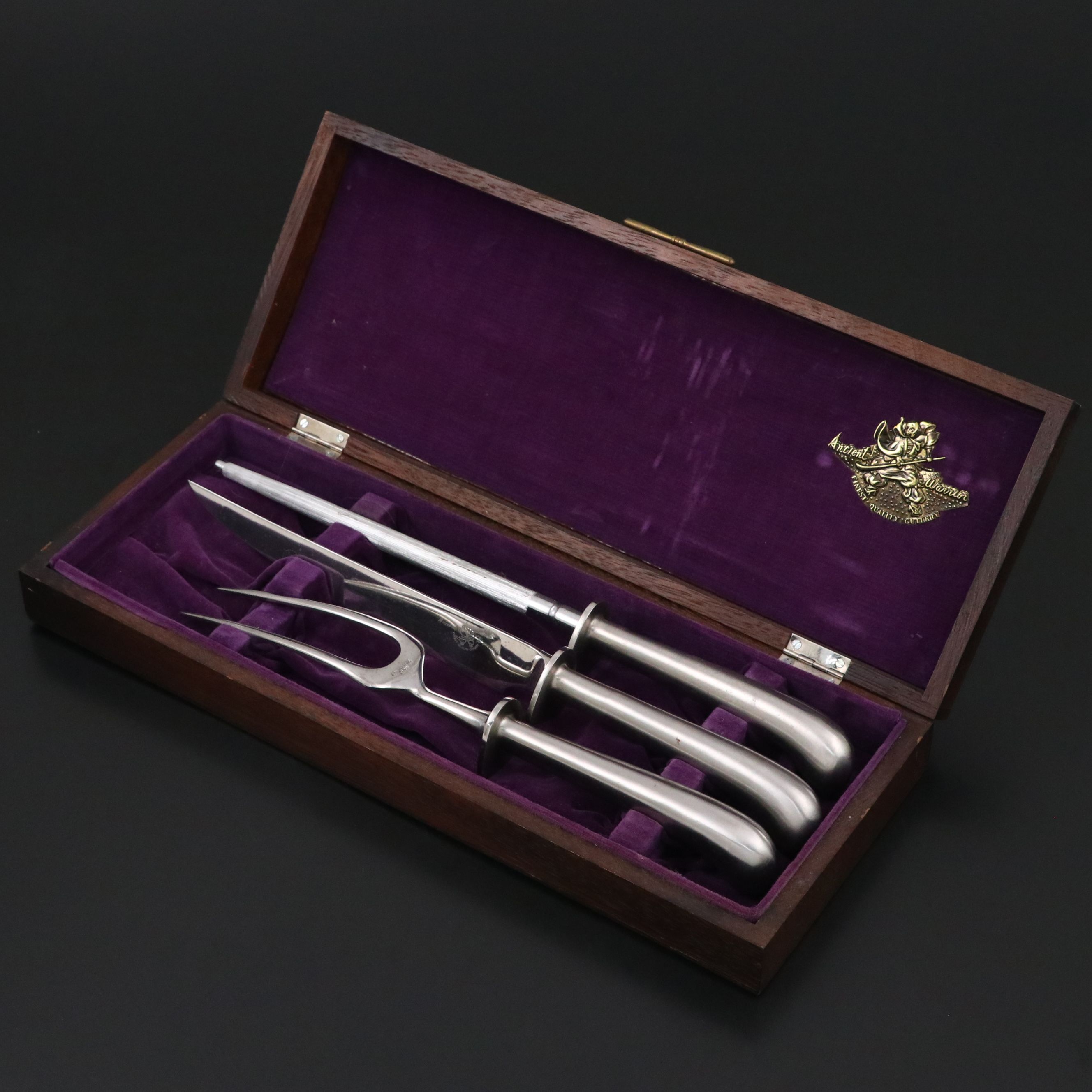 Ancient Warrior Stainless Steel Carving Set and Sharpener