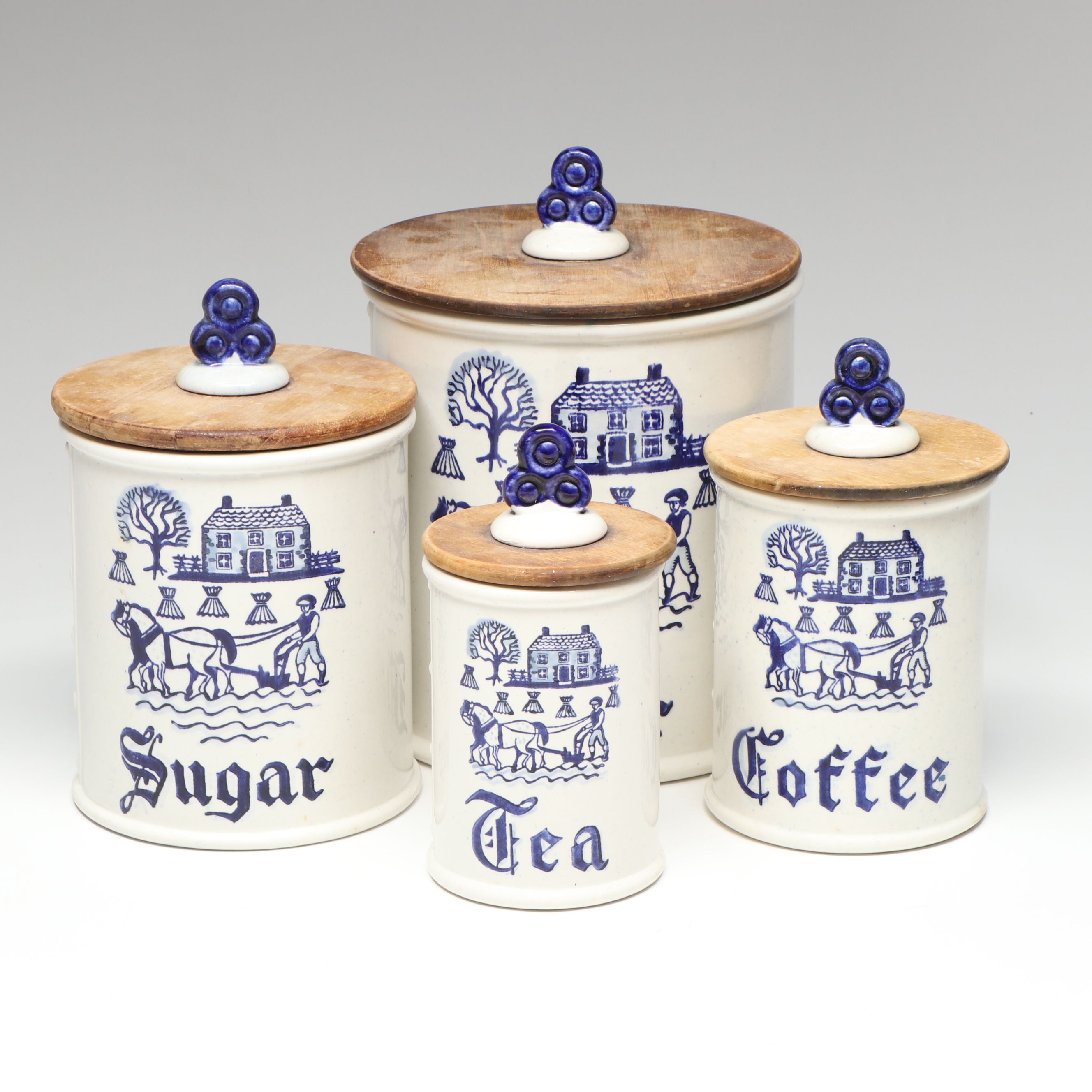 Metlox Poppytrail "Provincial Blue" Ceramic Canister Set