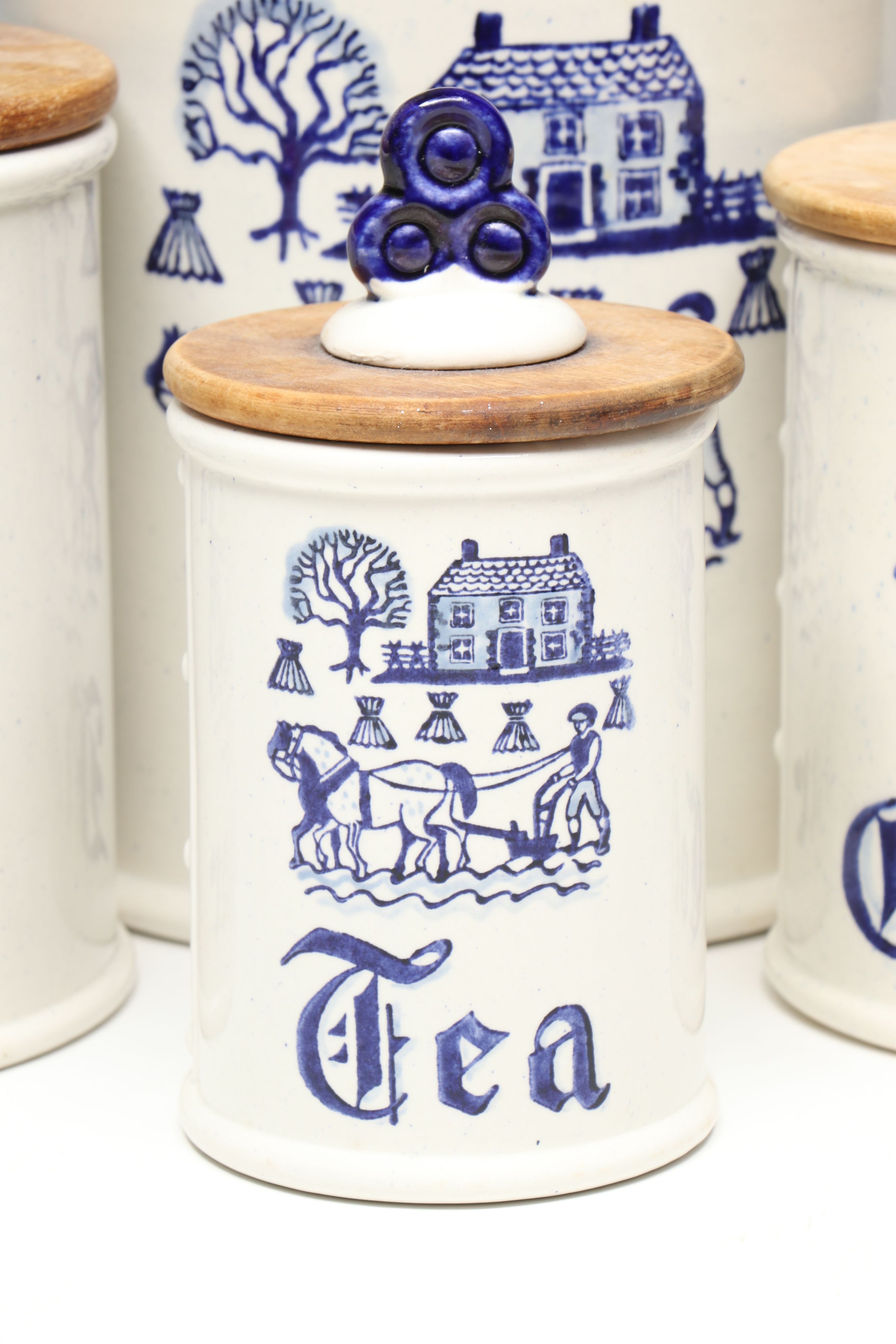 Metlox Poppytrail "Provincial Blue" Ceramic Canister Set
