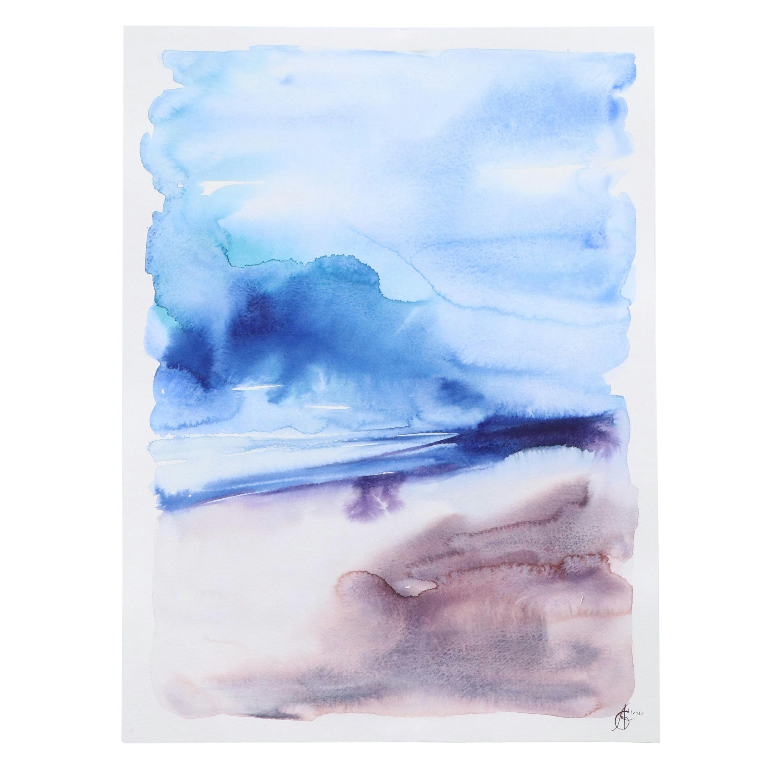 Alyona Glushchenko Abstract Landscape Watercolor Painting, 2025