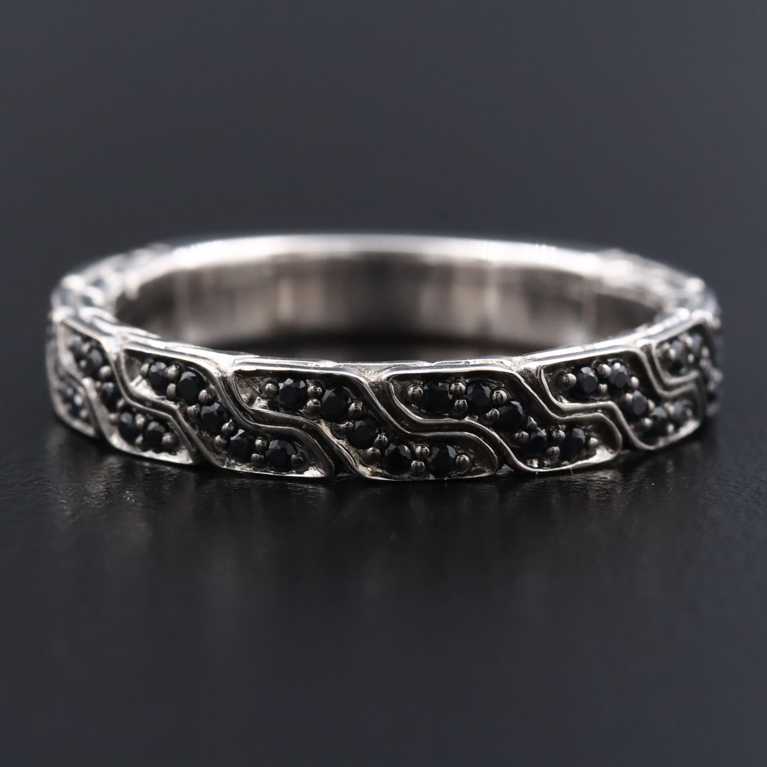 John Hardy 18K and Black Sapphire Classic Chain Lava Ring