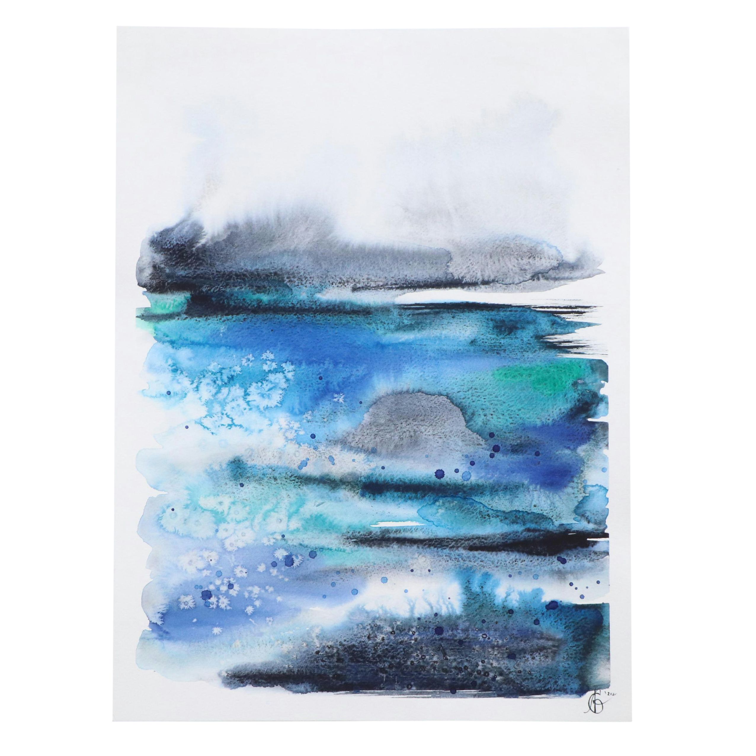 Alyona Glushchenko Abstract Landscape Watercolor Painting, 2025