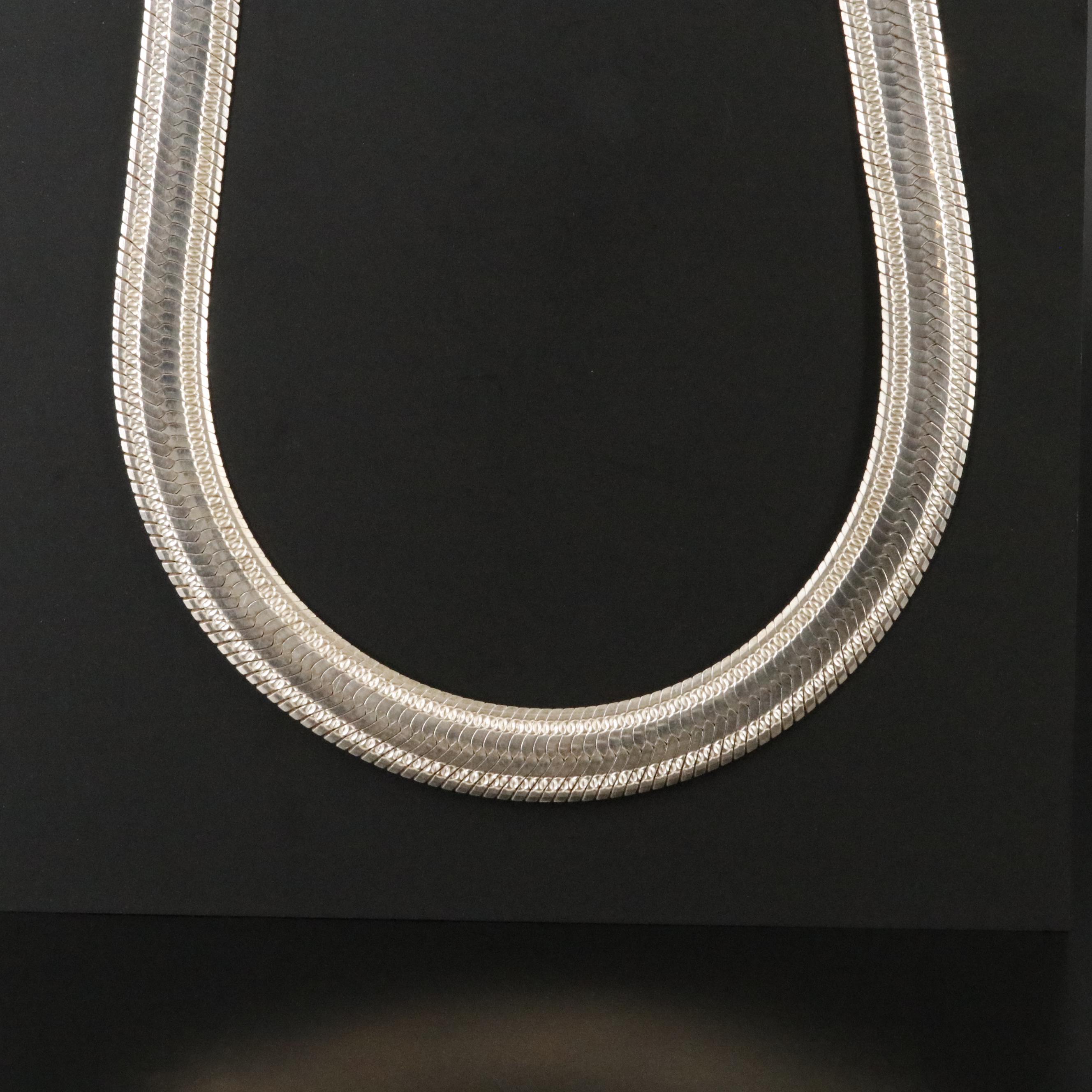 Sterling Herringbone Chain Necklace