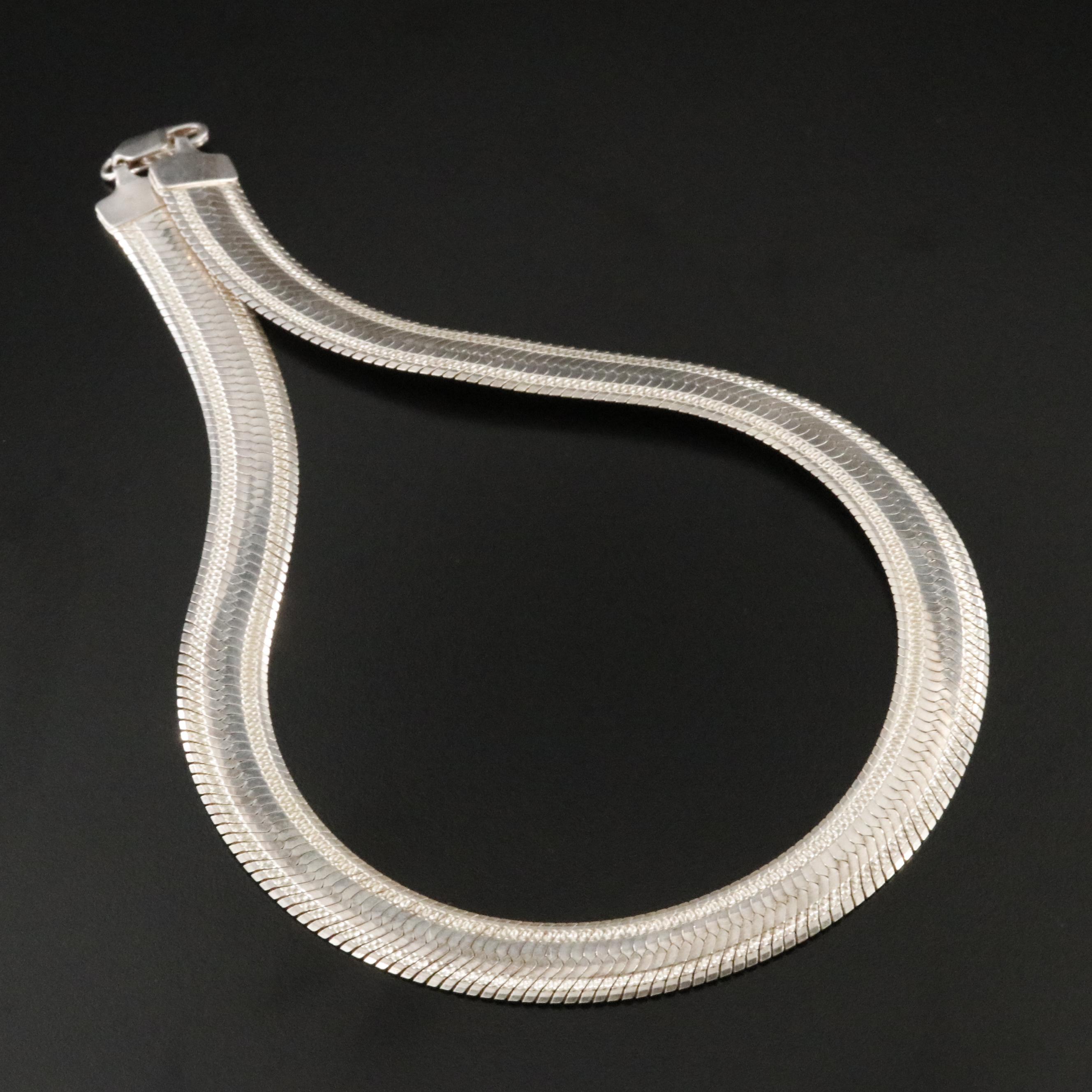 Sterling Herringbone Chain Necklace