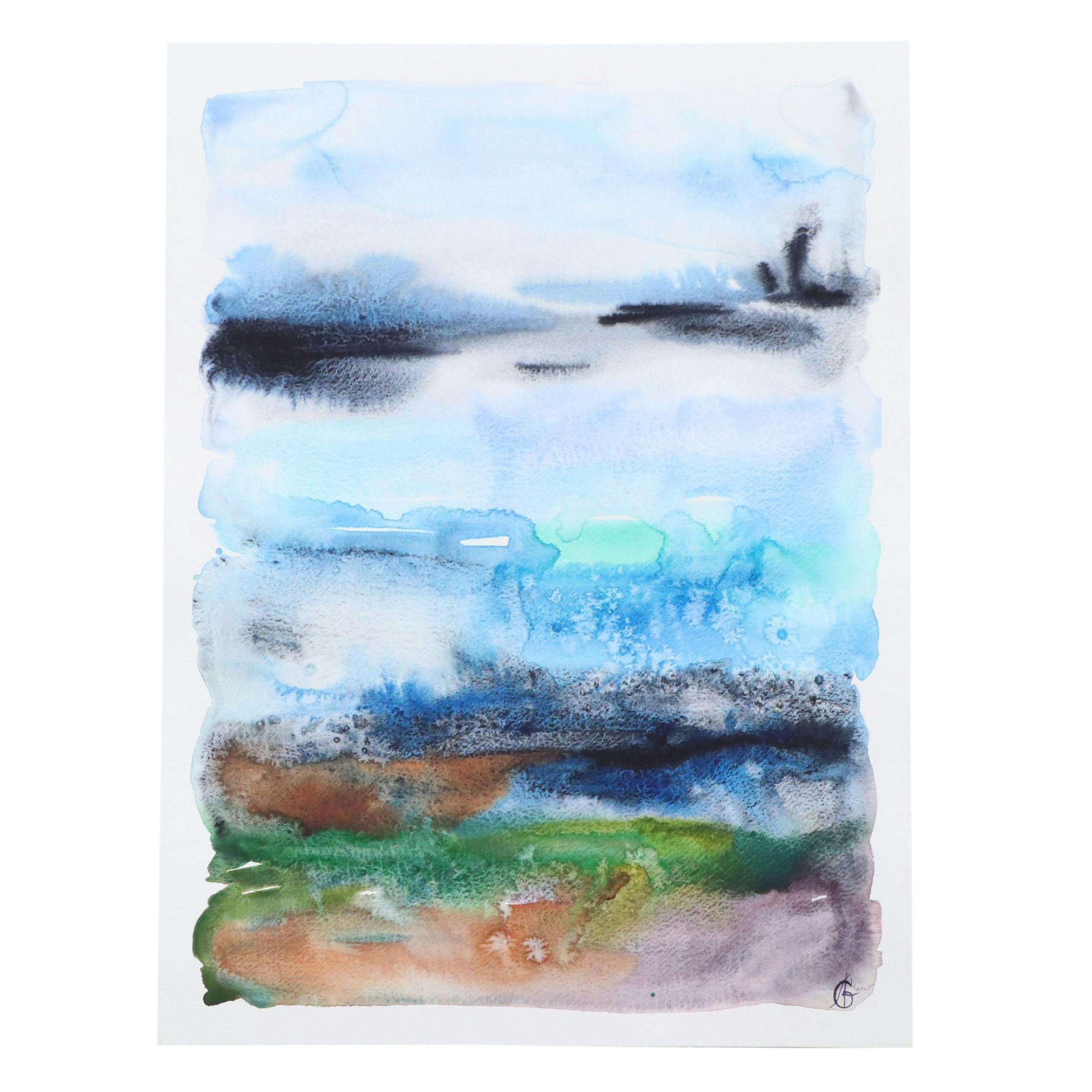 Alyona Glushchenko Abstract Landscape Watercolor Painting, 2025