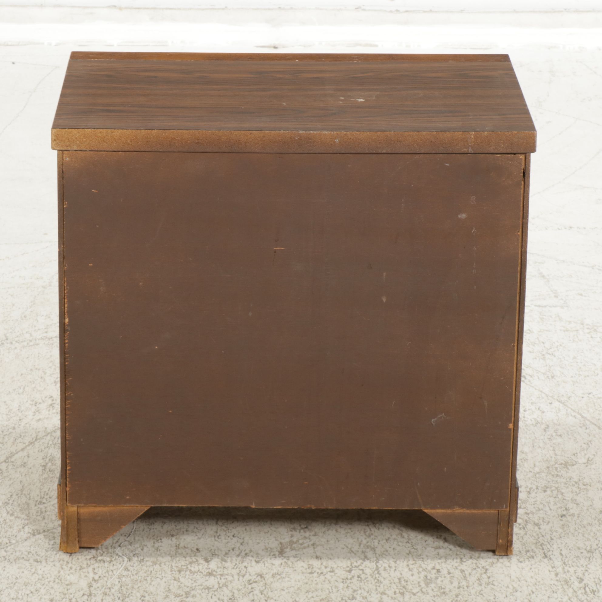 Oak and Laminate Nightstand with Heavy Brass Hardware, Late 20th Century