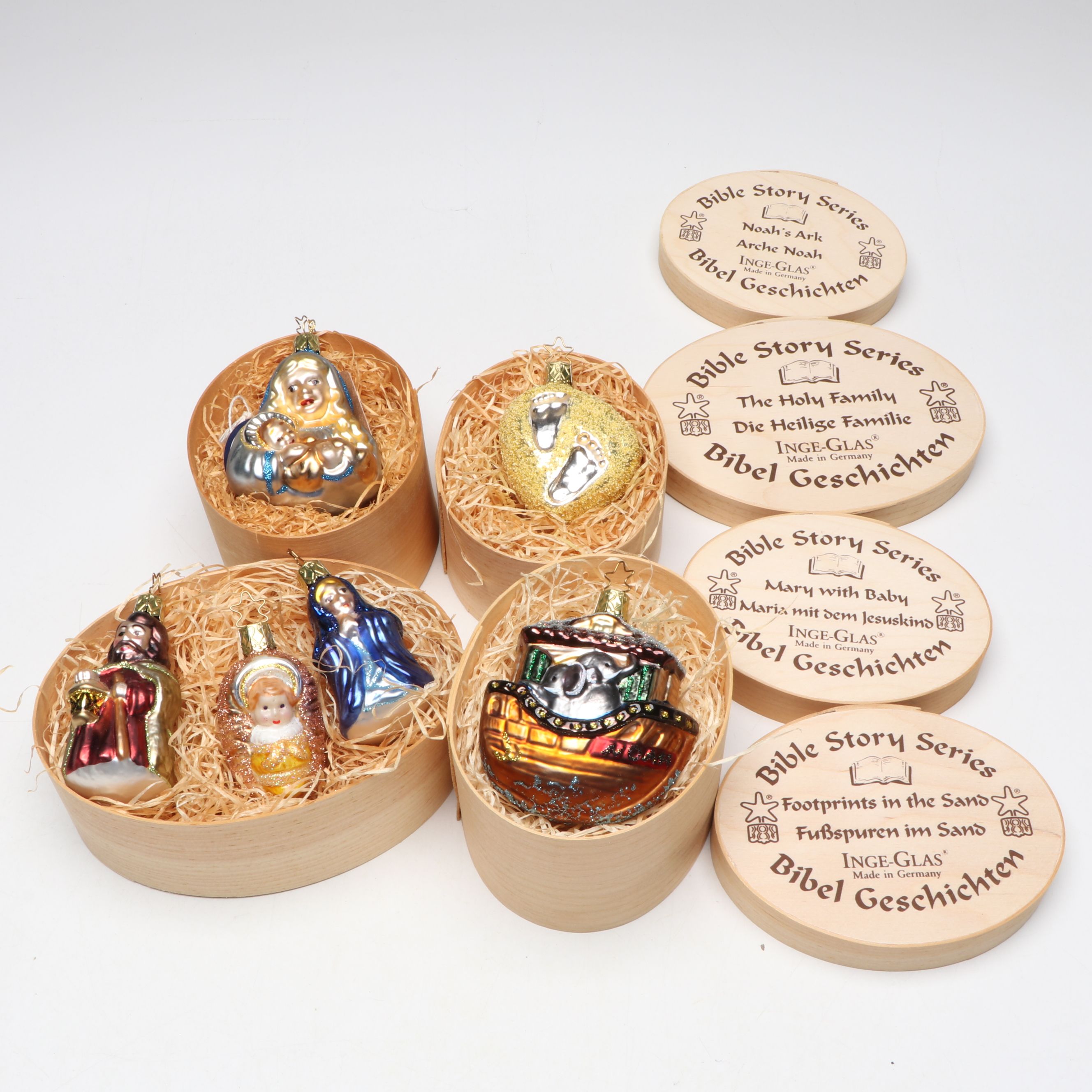 Inge-Glas Bible Story Series Glass Christmas Ornament Set