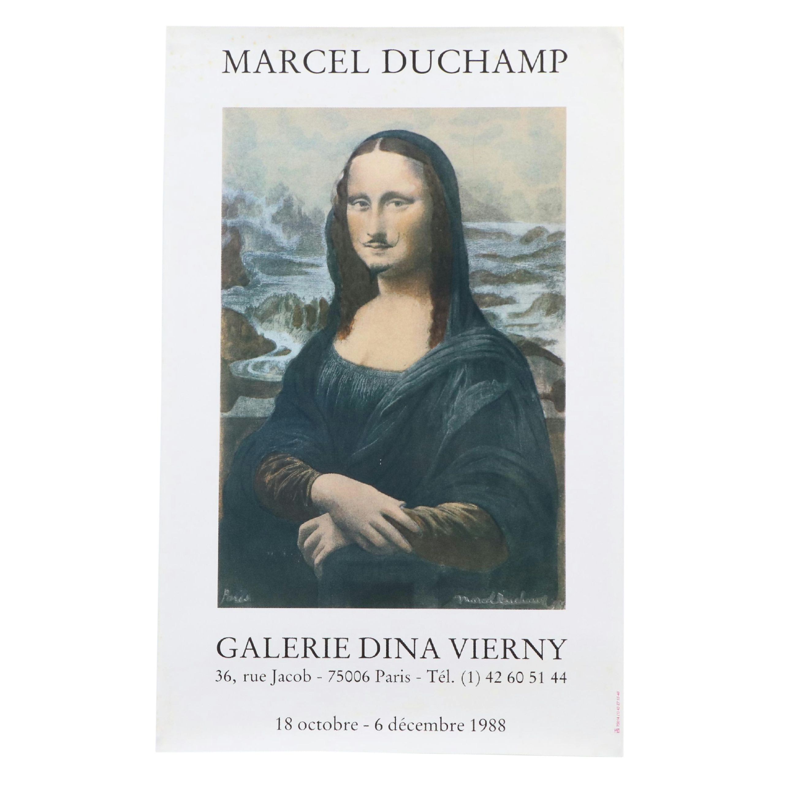 Marcel Duchamp Offset Lithograph Exhibition Poster for Galerie Dina Vierny