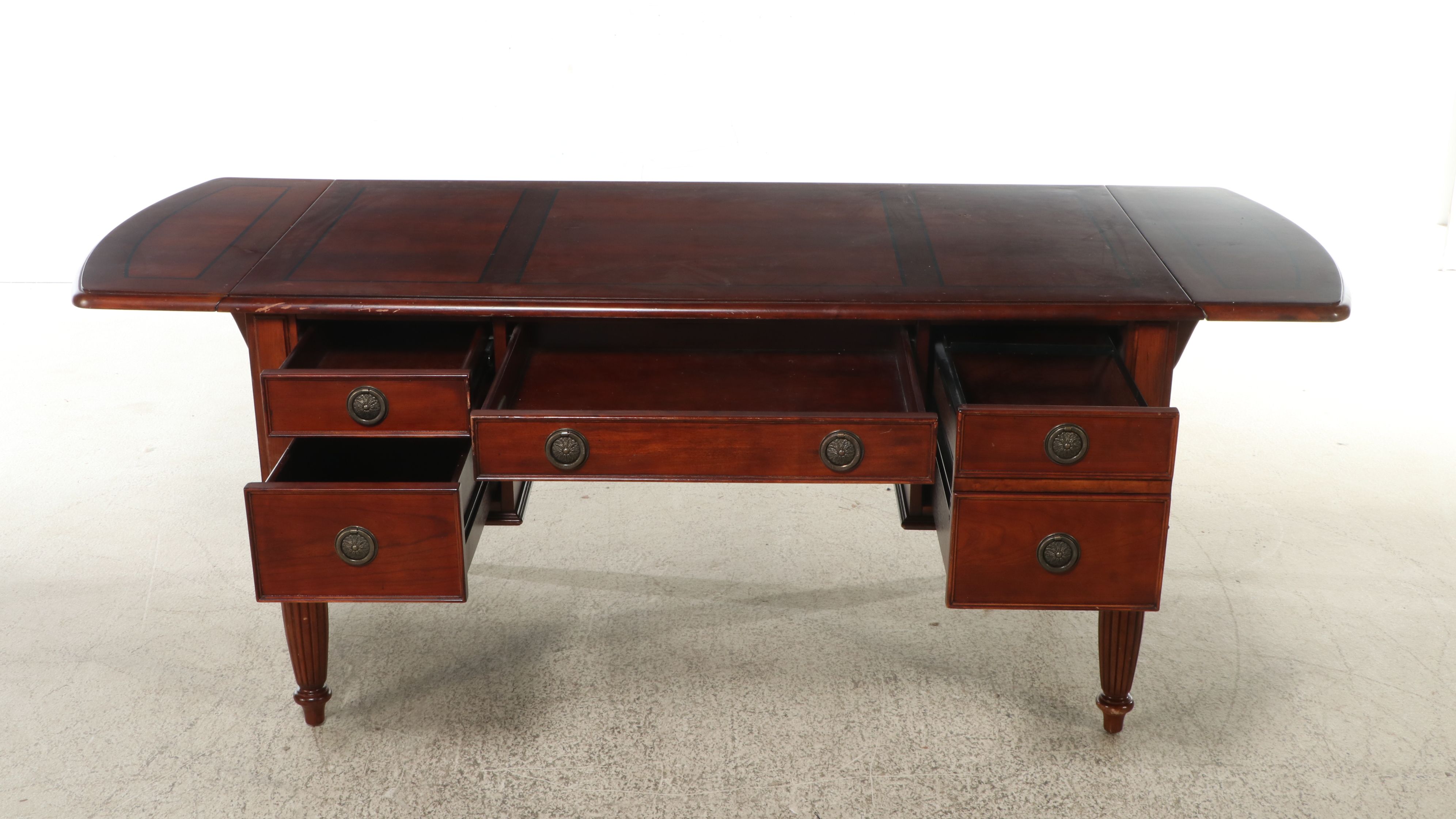 Regency Style Mahogany Desk with Drop-Leaf Sides