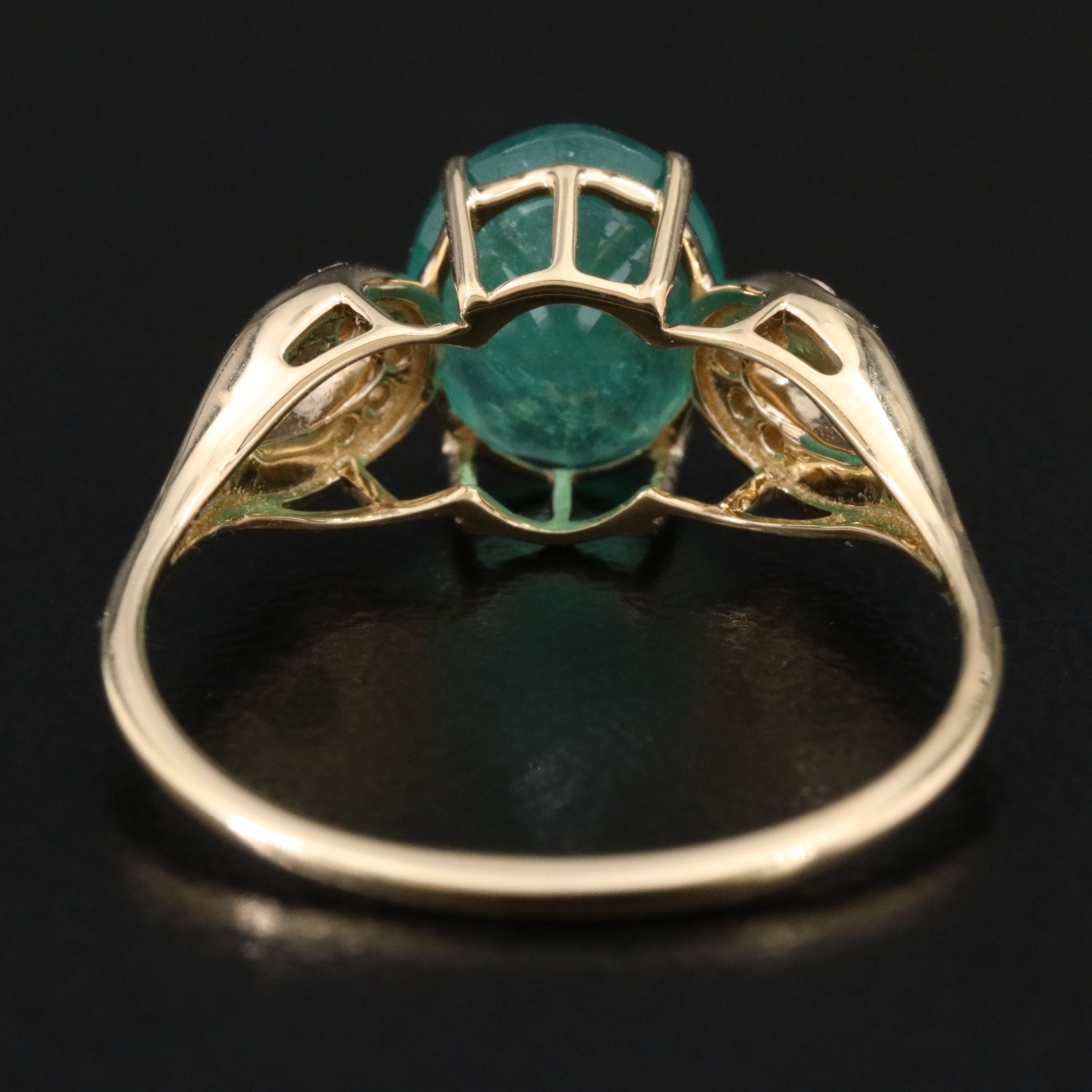 14K 1.90 CT Emerald and White Sapphire Ring
