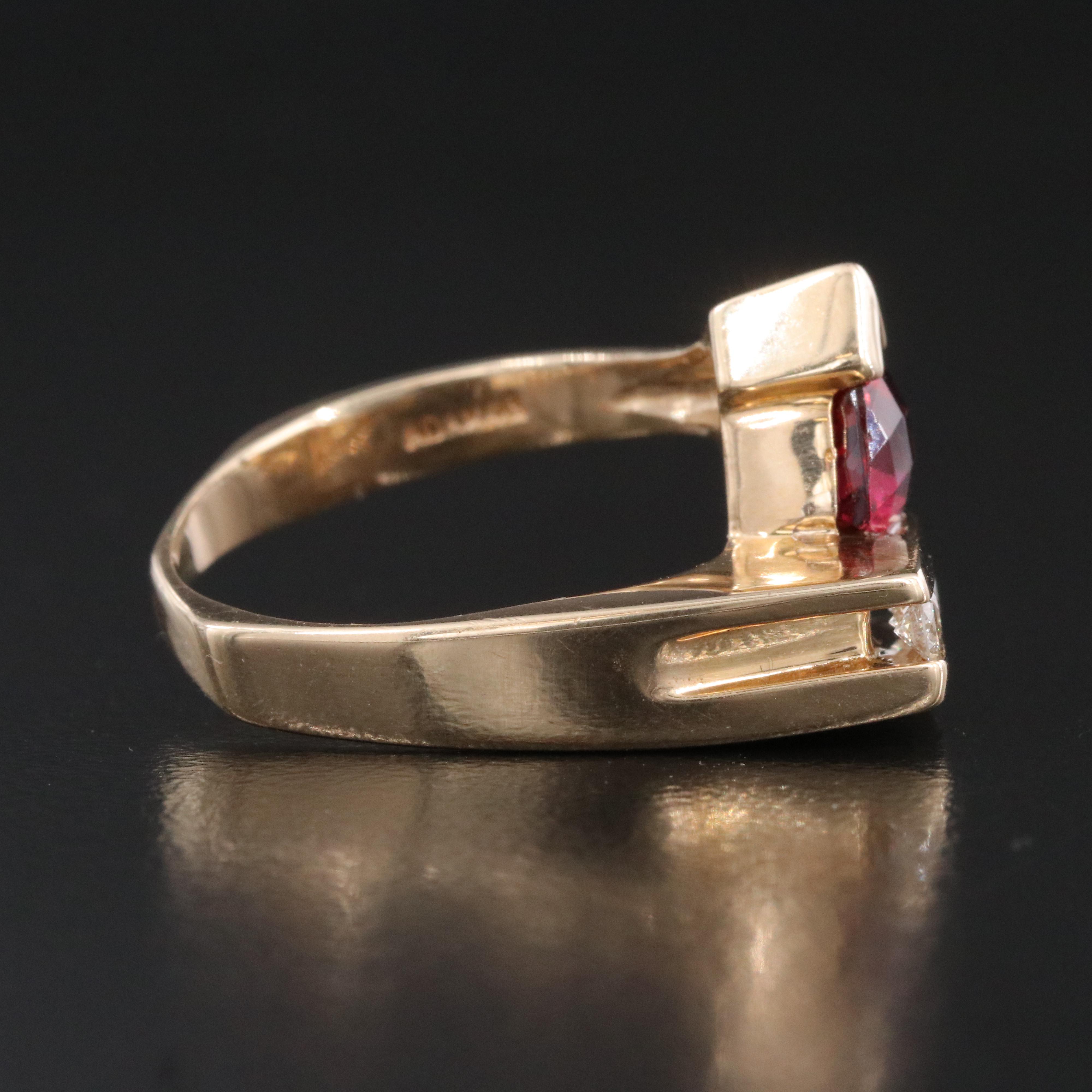 14K Garnet and Diamond Ring