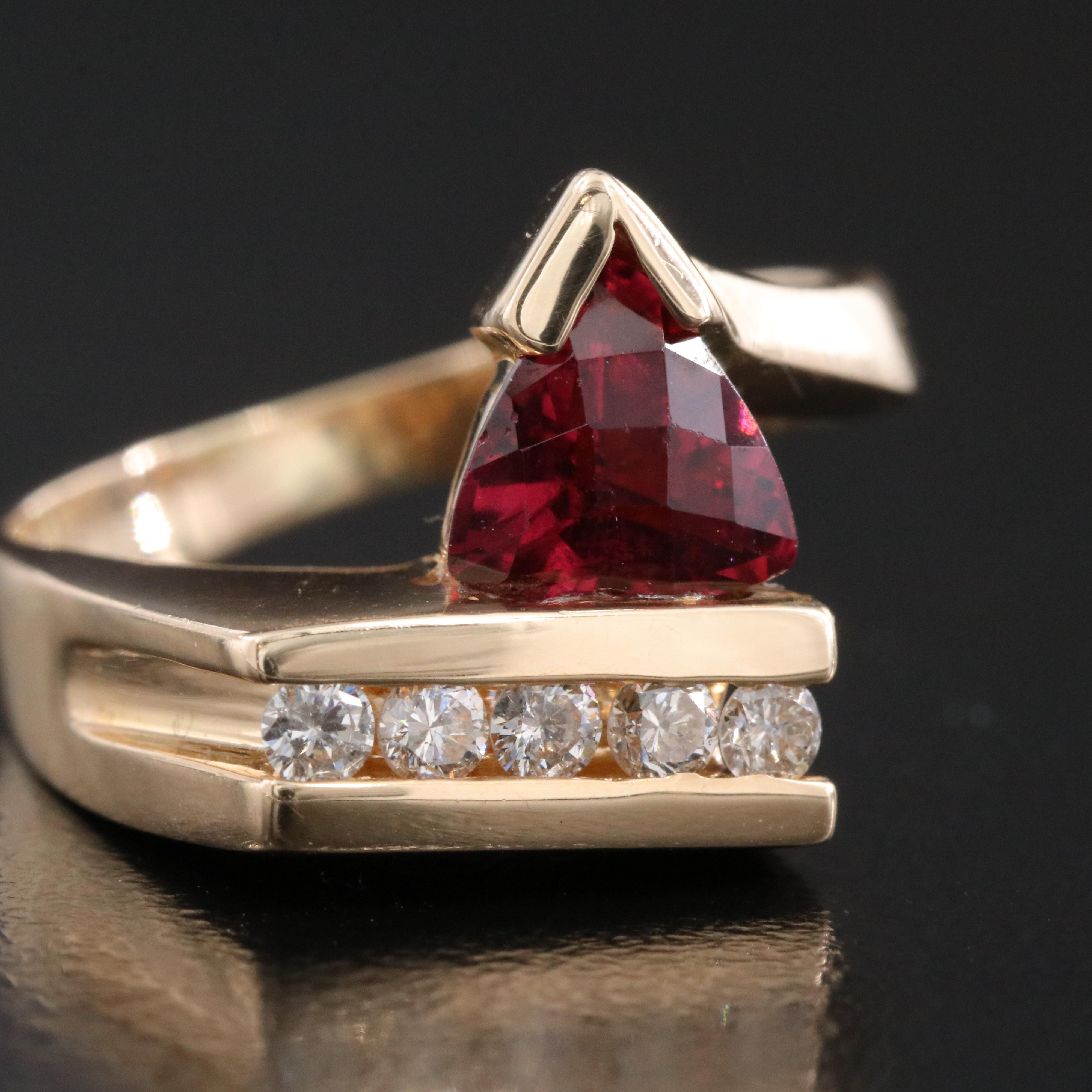 14K Garnet and Diamond Ring