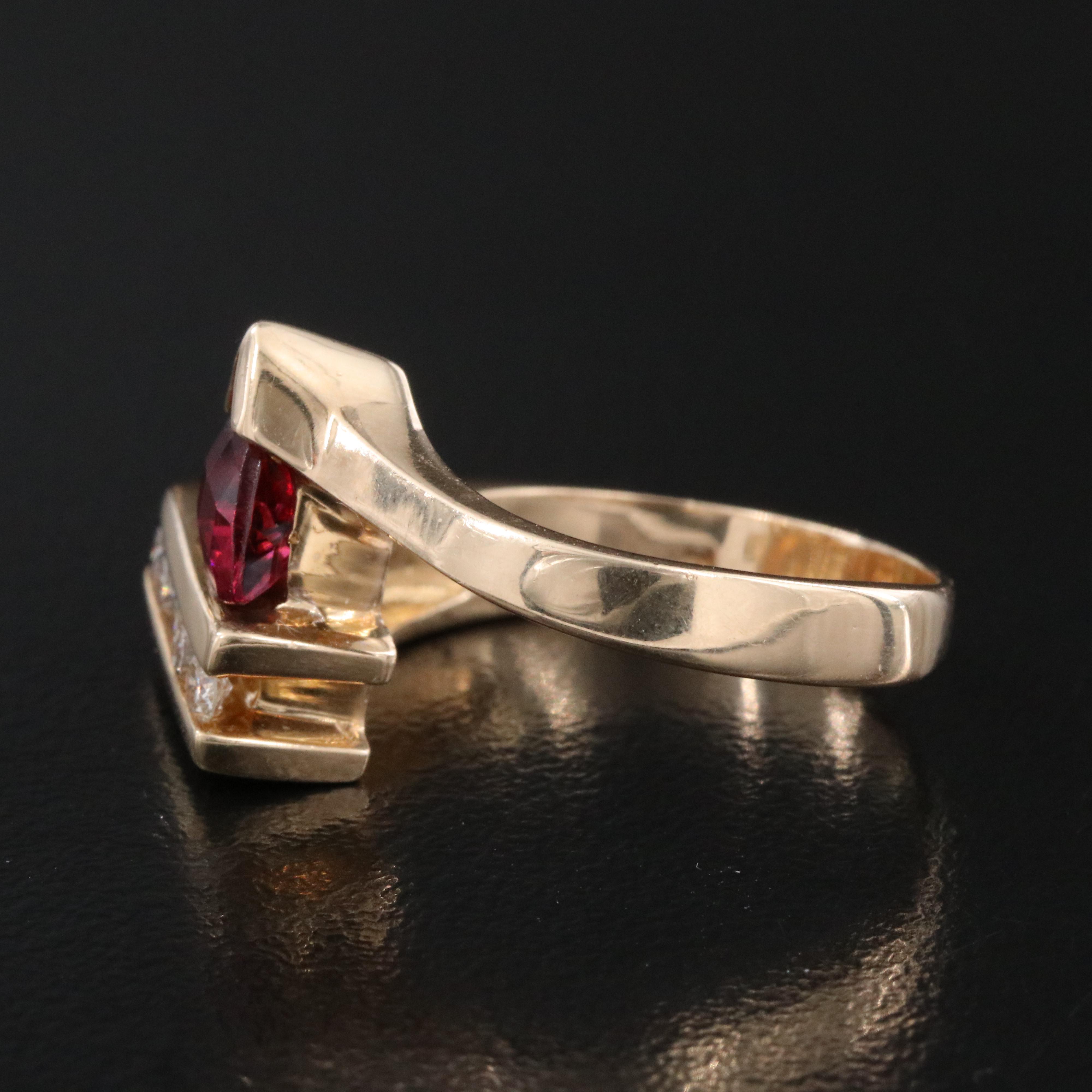 14K Garnet and Diamond Ring