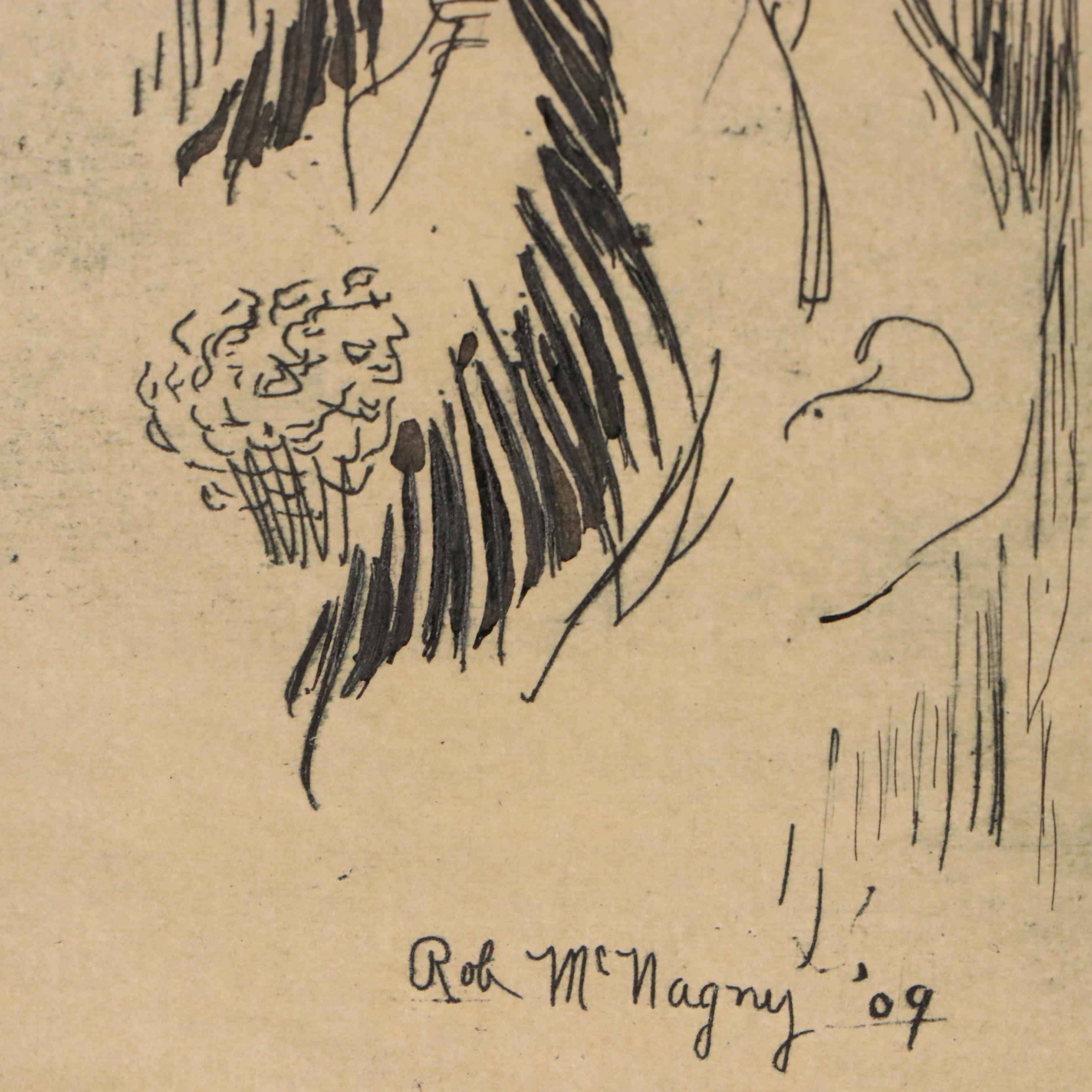 Rob McNagny Portrait Etchings of Woman in Hat, 1909