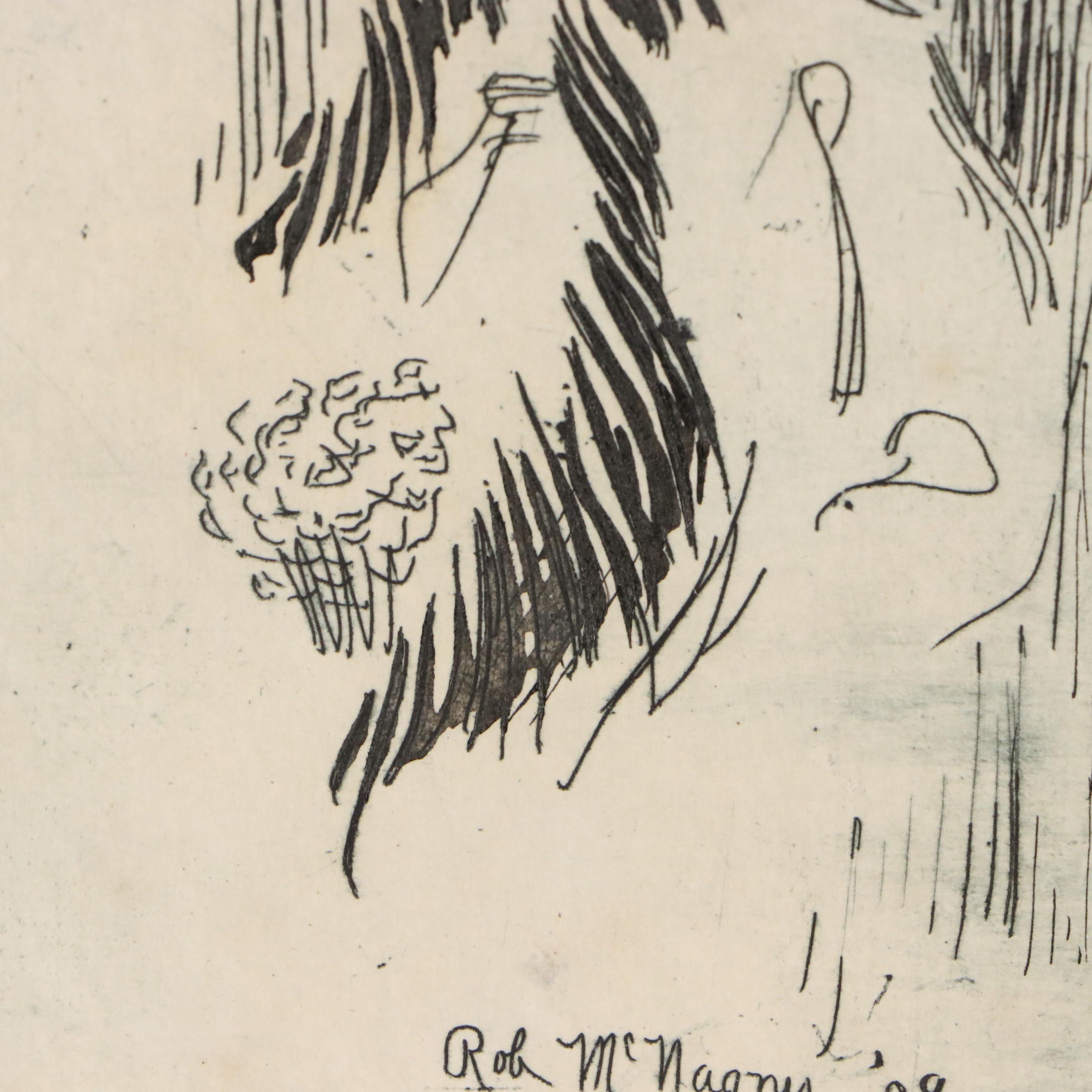 Rob McNagny Portrait Etchings of Woman in Hat, 1909