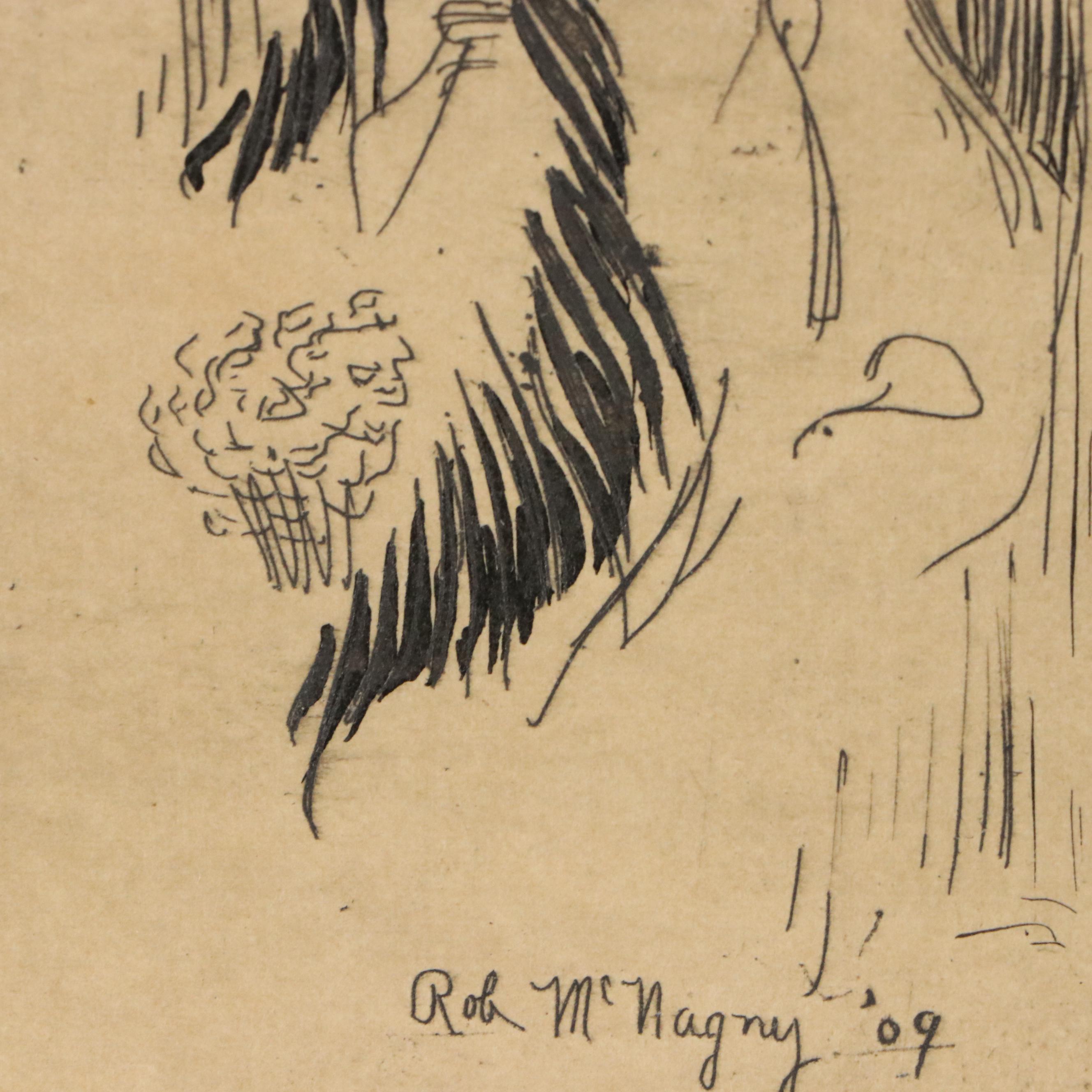 Rob McNagny Portrait Etchings of Woman in Hat, 1909