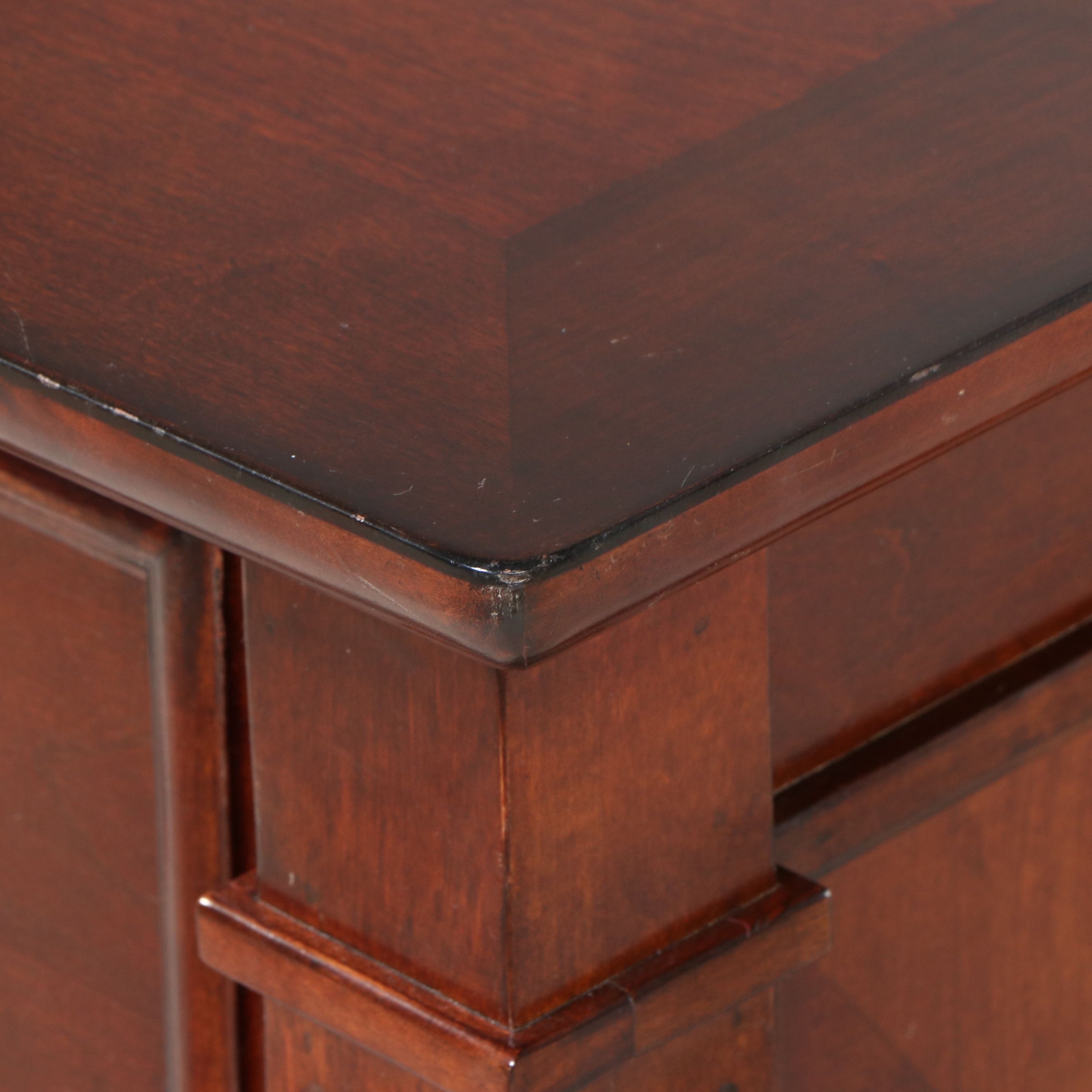 Neoclassical Walnut Finish Wooden Filing Cabinet