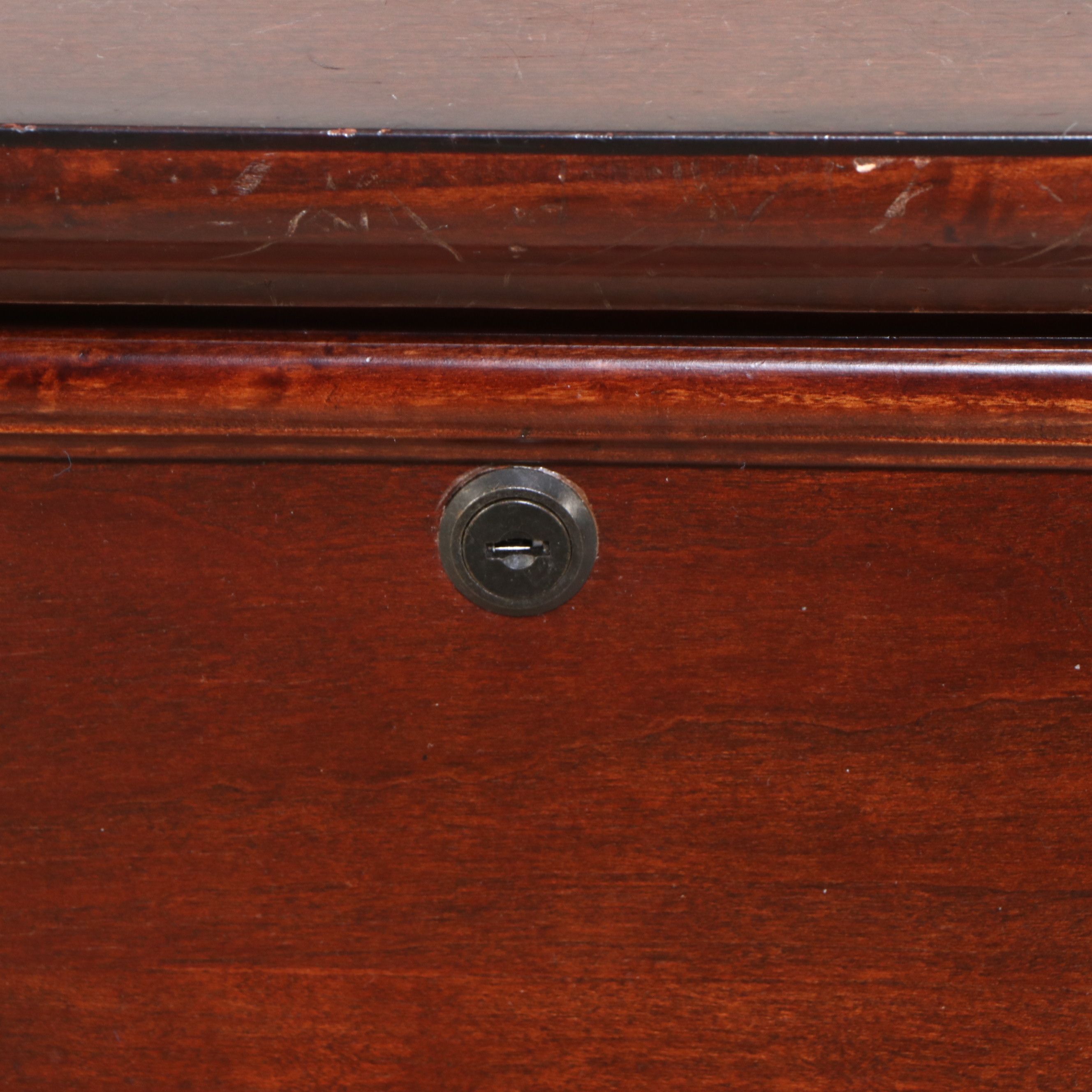 Neoclassical Walnut Finish Wooden Filing Cabinet