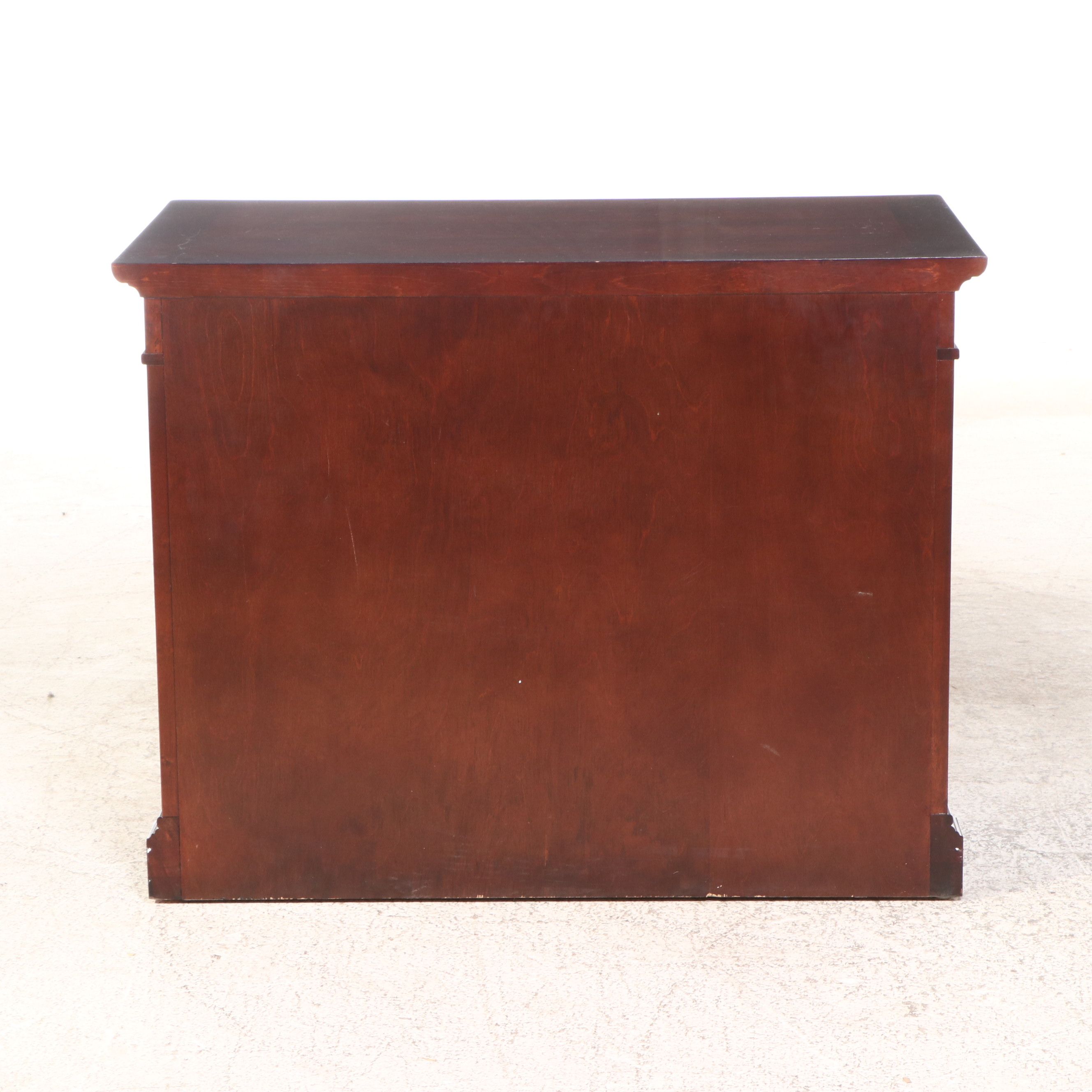 Neoclassical Walnut Finish Wooden Filing Cabinet