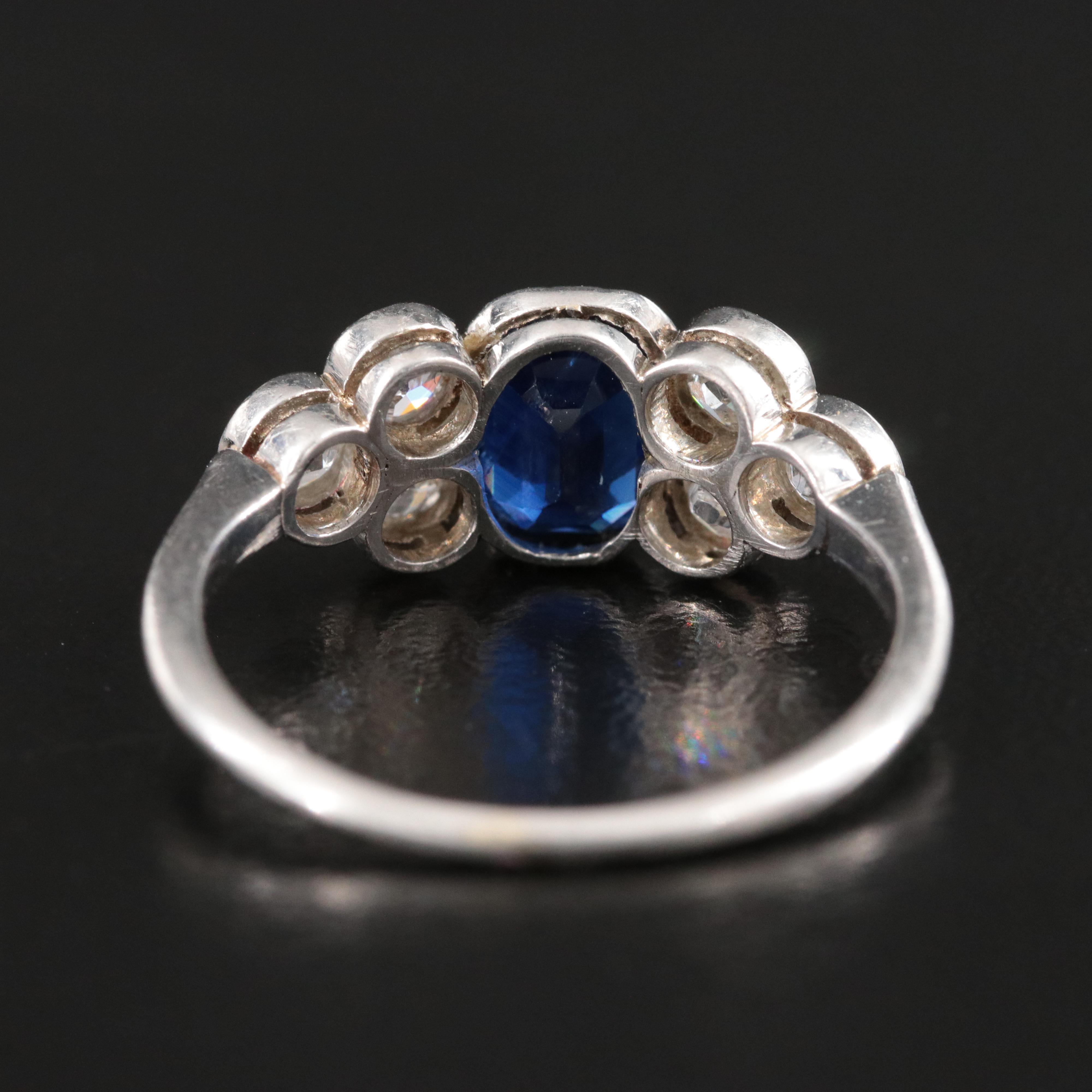 Art Deco Platinum 1.12 CT Sapphire and Diamond Ring