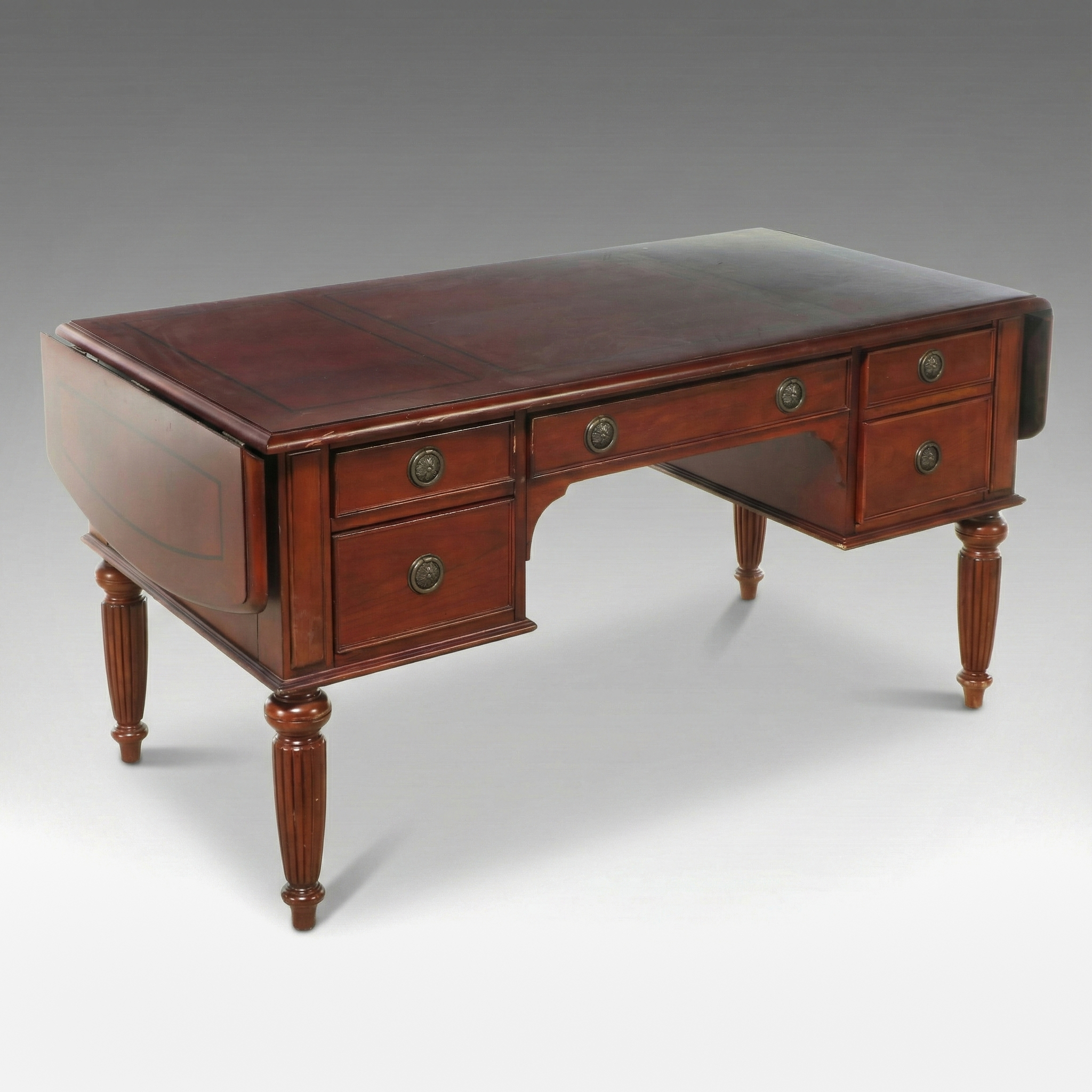Regency Style Mahogany Desk with Drop-Leaf Sides